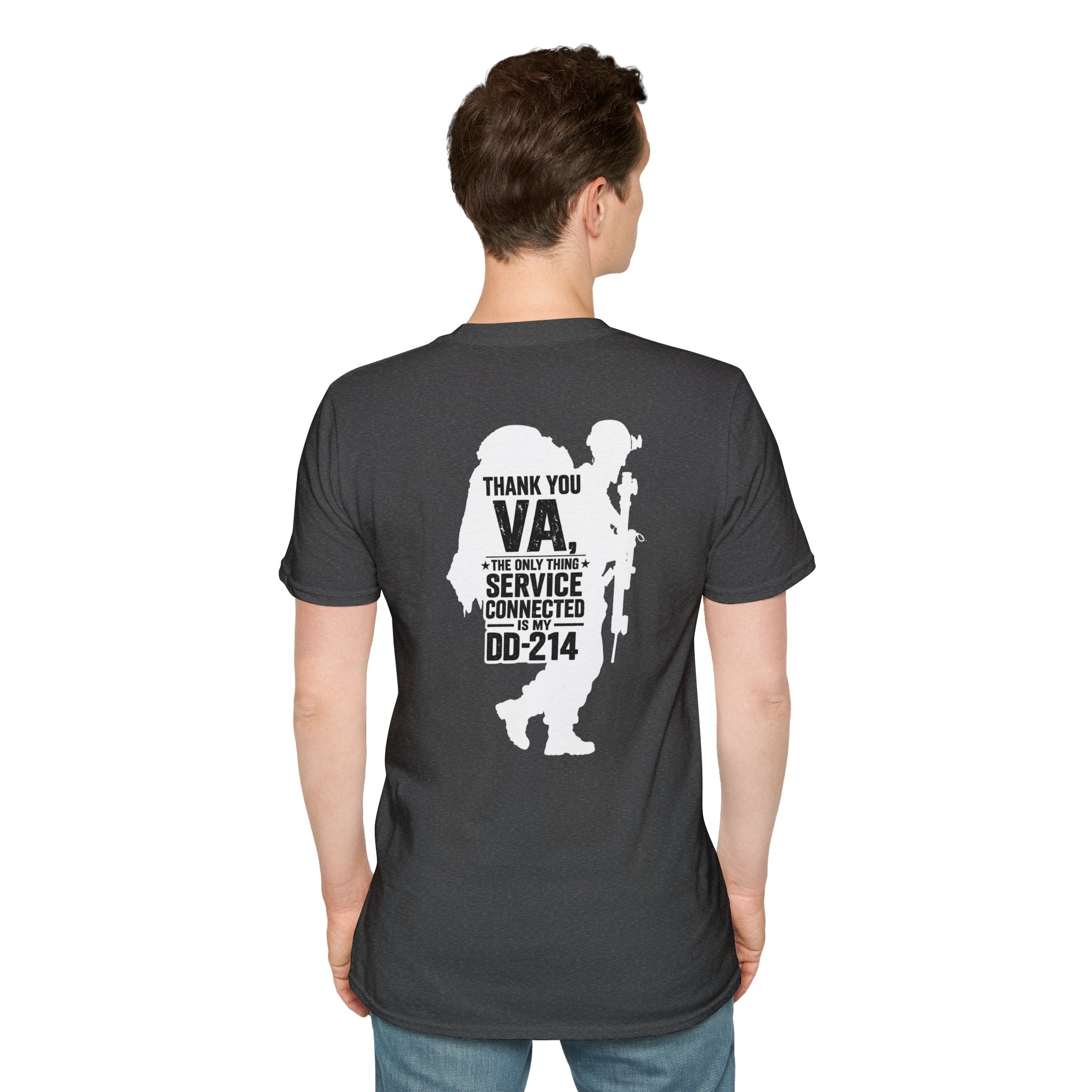 DD-214 service connected T-Shirt (White Graphic)