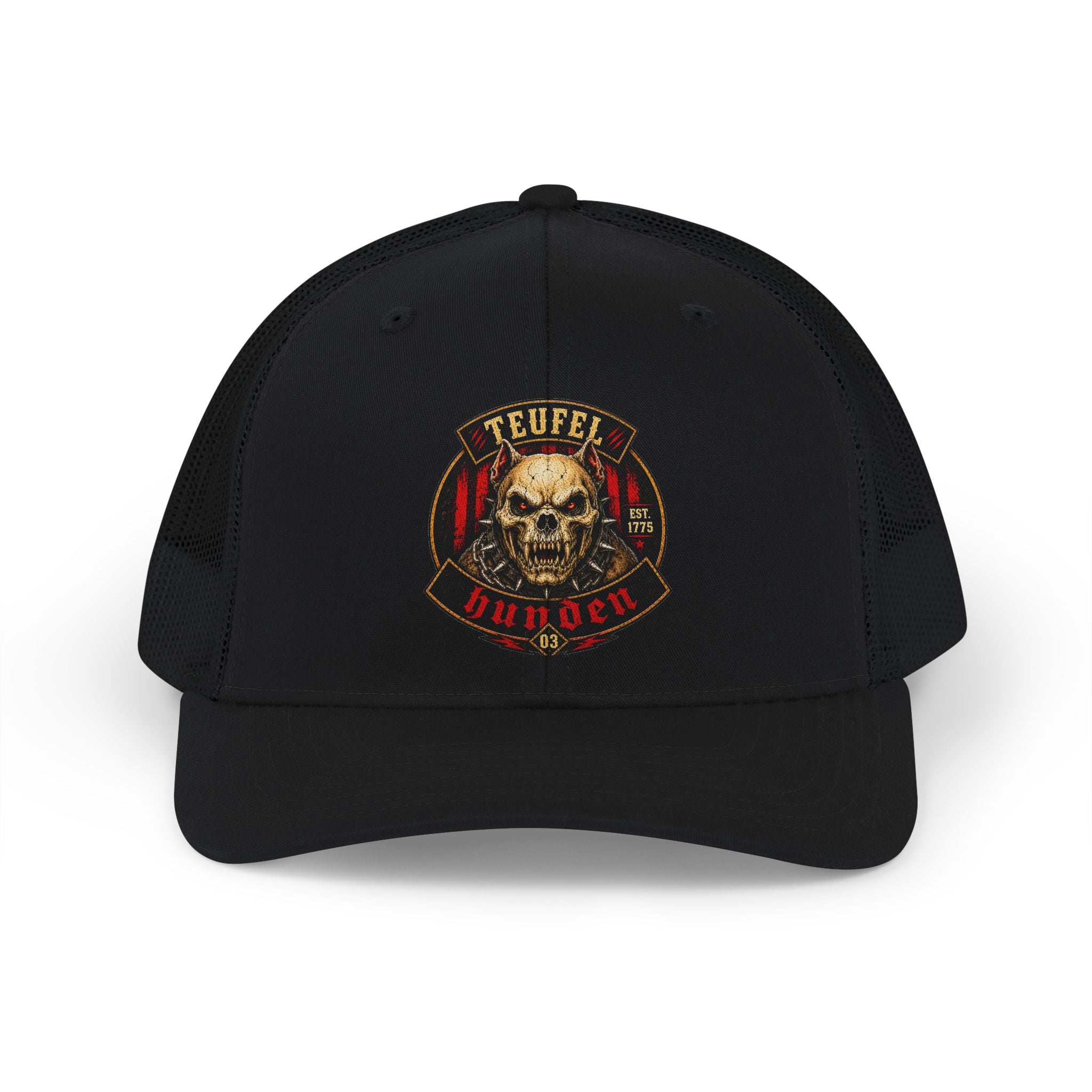 Teufel Hunden Dog Skull Trucker Cap - Vintage Military Snapback
