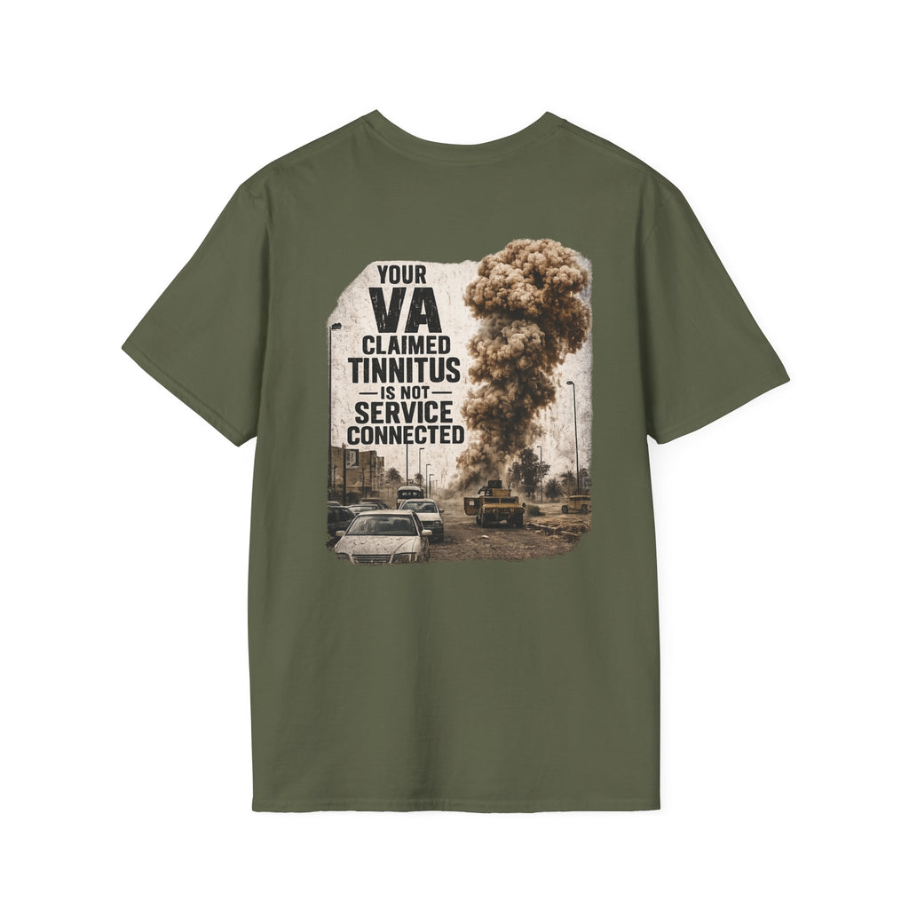 VA Tinnitus Claim is Not Service Connected T-Shirt - Military Green | Ironsight Syndicate