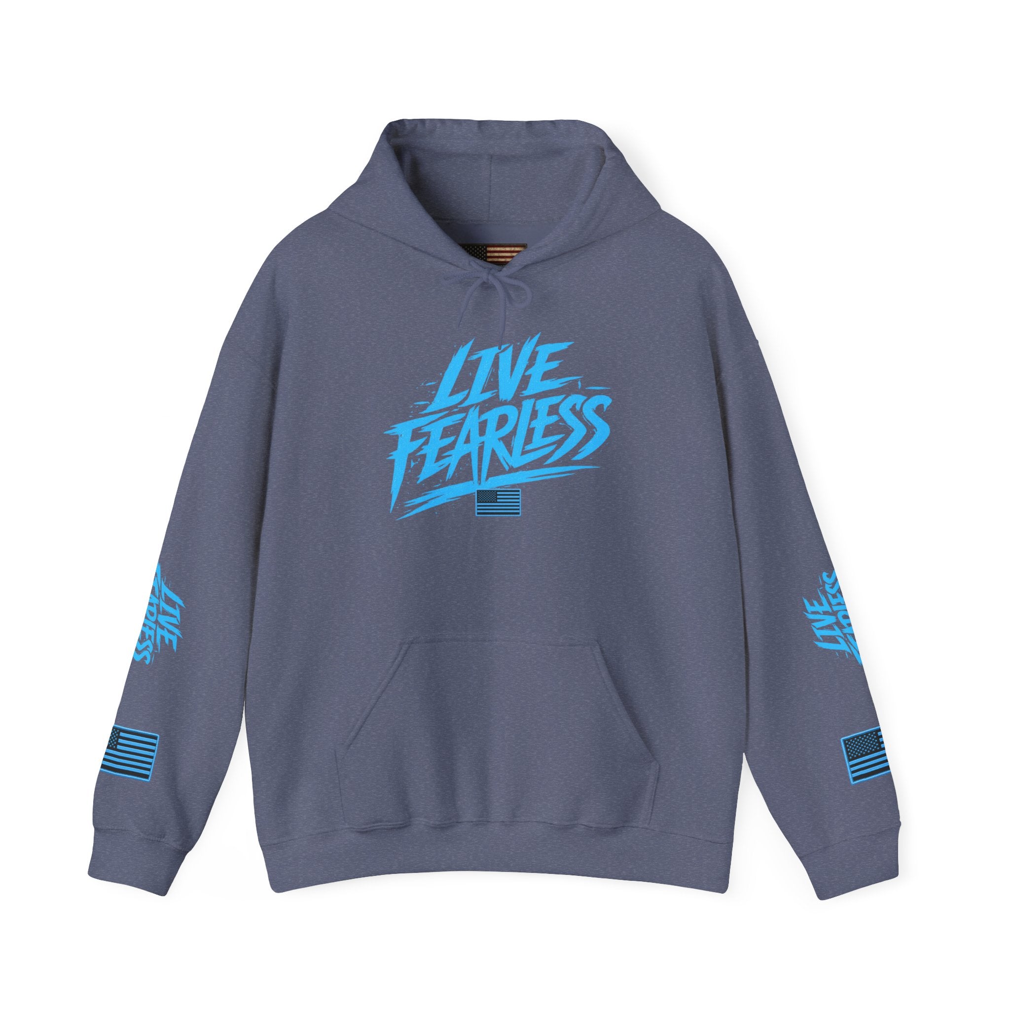 Live Fearless Hoodie | Premium Heavy Weight-Military-Inspired Patriotic Hoodie - Heather Navy | Ironsight Syndicate