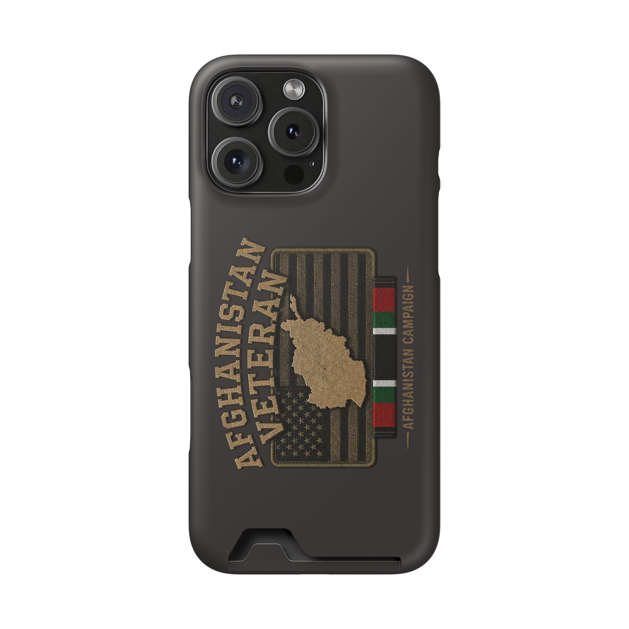 Afghanistan Veteran Phone Case with Card Holder — Military Tribute Wallet Case - iPhone 16 Pro Max (Matte) | Ironsight Syndicate
