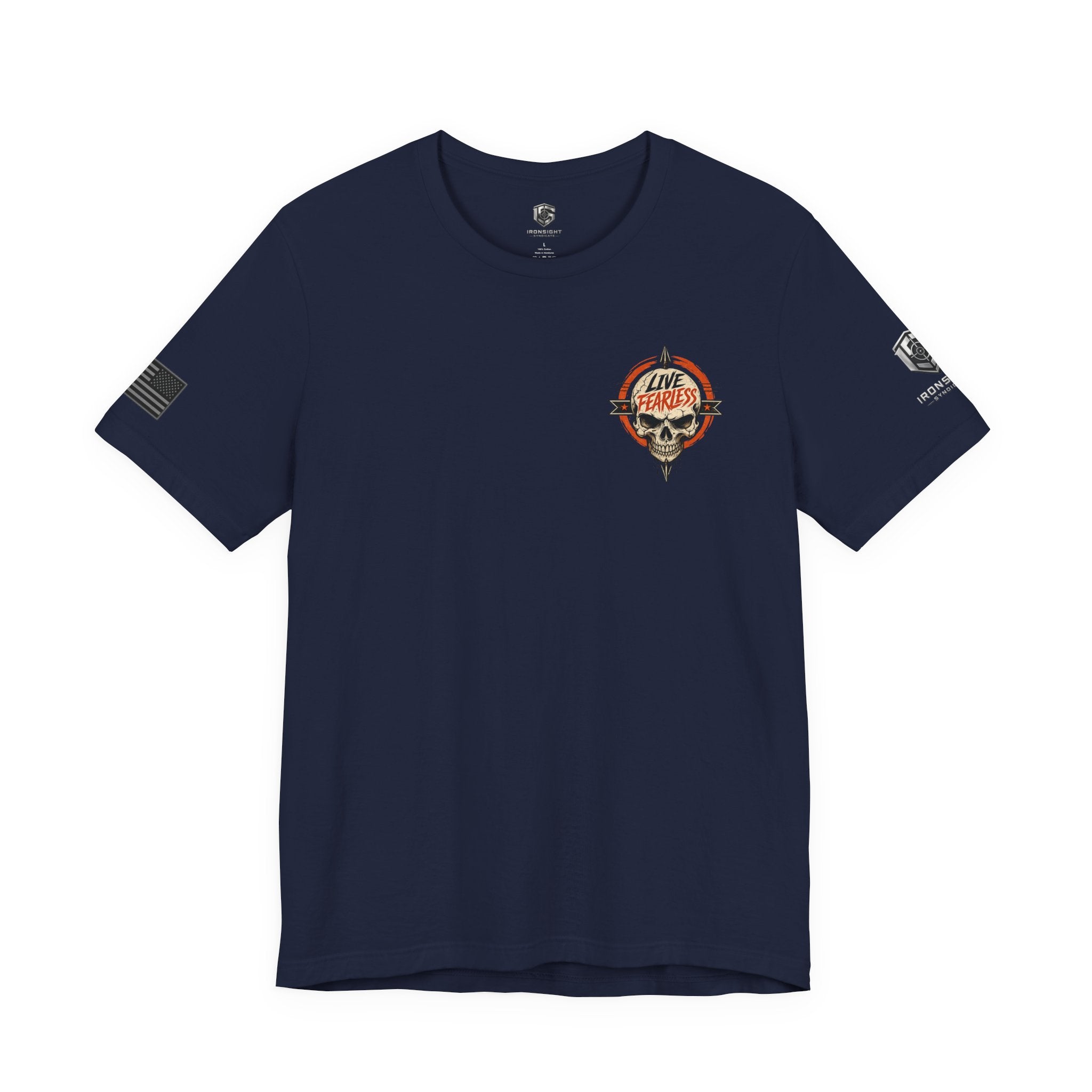Live Fearless Skull Military T-Shirt - Navy | Ironsight Syndicate