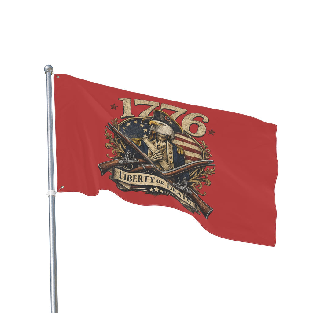 Red 1776 Liberty or Death Bald Eagle American Flag | Patriotic Revolutionary War Banner for Veterans & Patriots