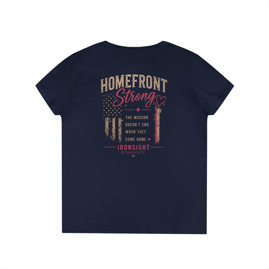 Homefront Strong Ladies' V-Neck T-Shirt — Patriotic Flag Graphic Tee