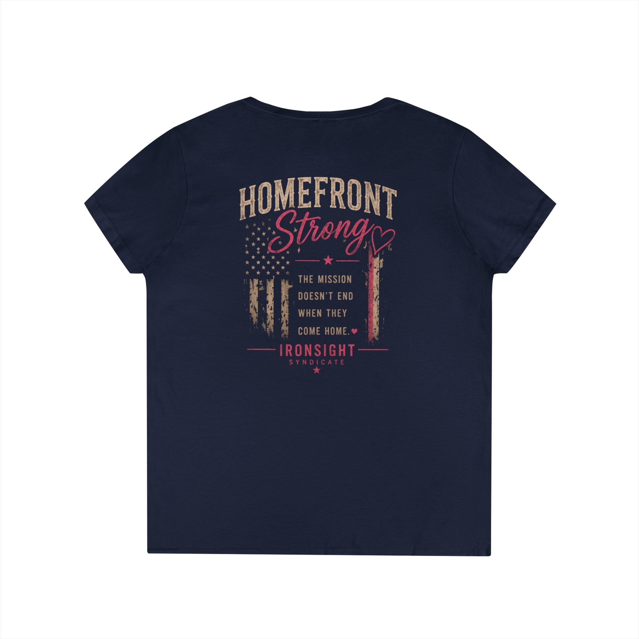 Homefront Strong Ladies' V-Neck T-Shirt — Patriotic Flag Graphic Tee
