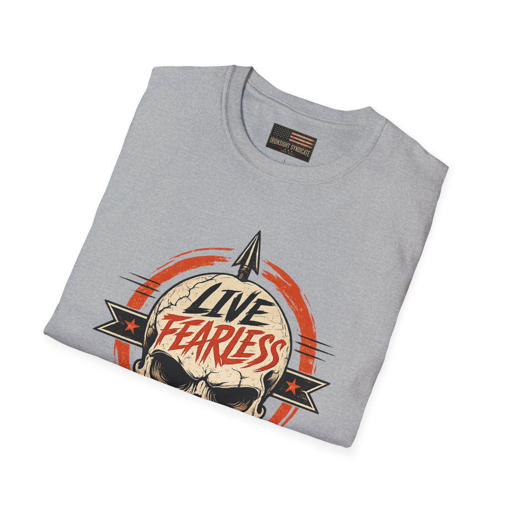 Live Fearless Skull Military T-Shirt (Front and Back) | Ironsight Syndicate