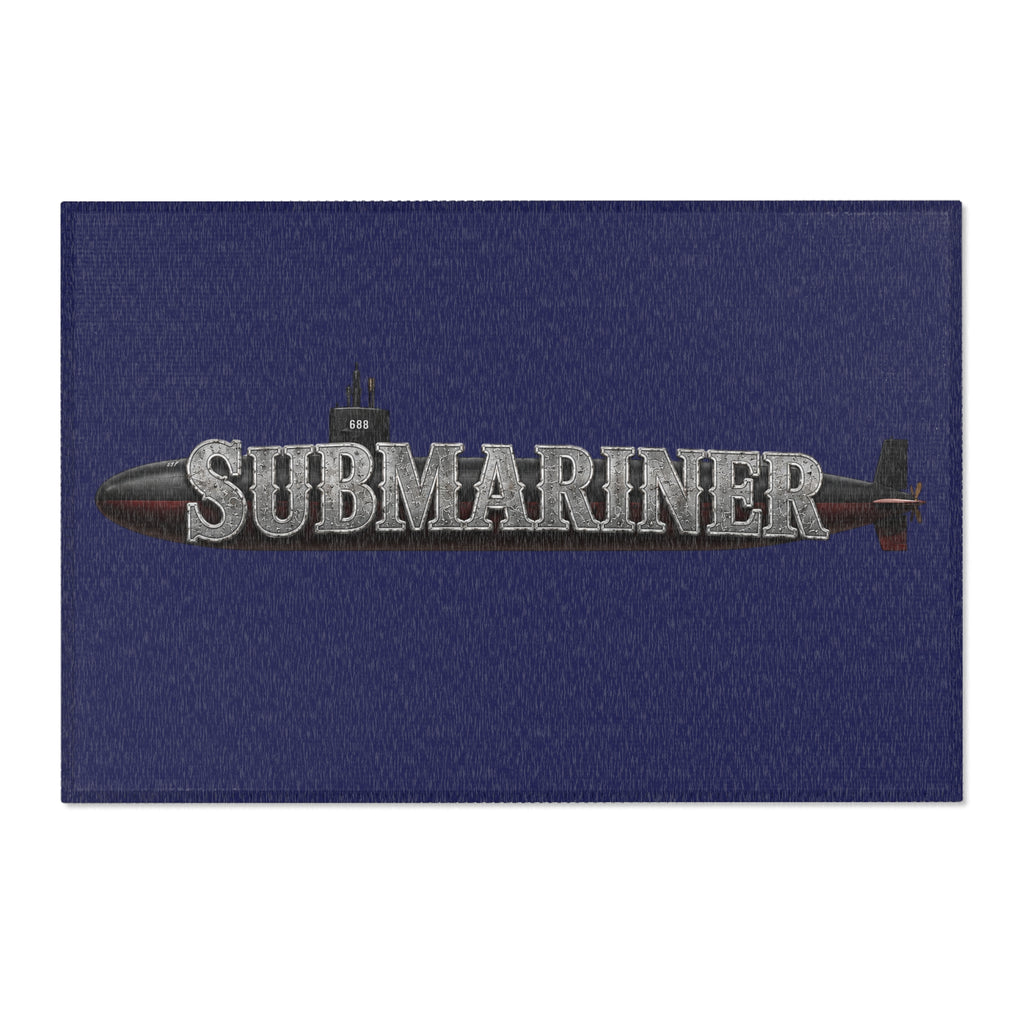 Submariner Navy Area Rug — Vintage Submarine Graphic area rug