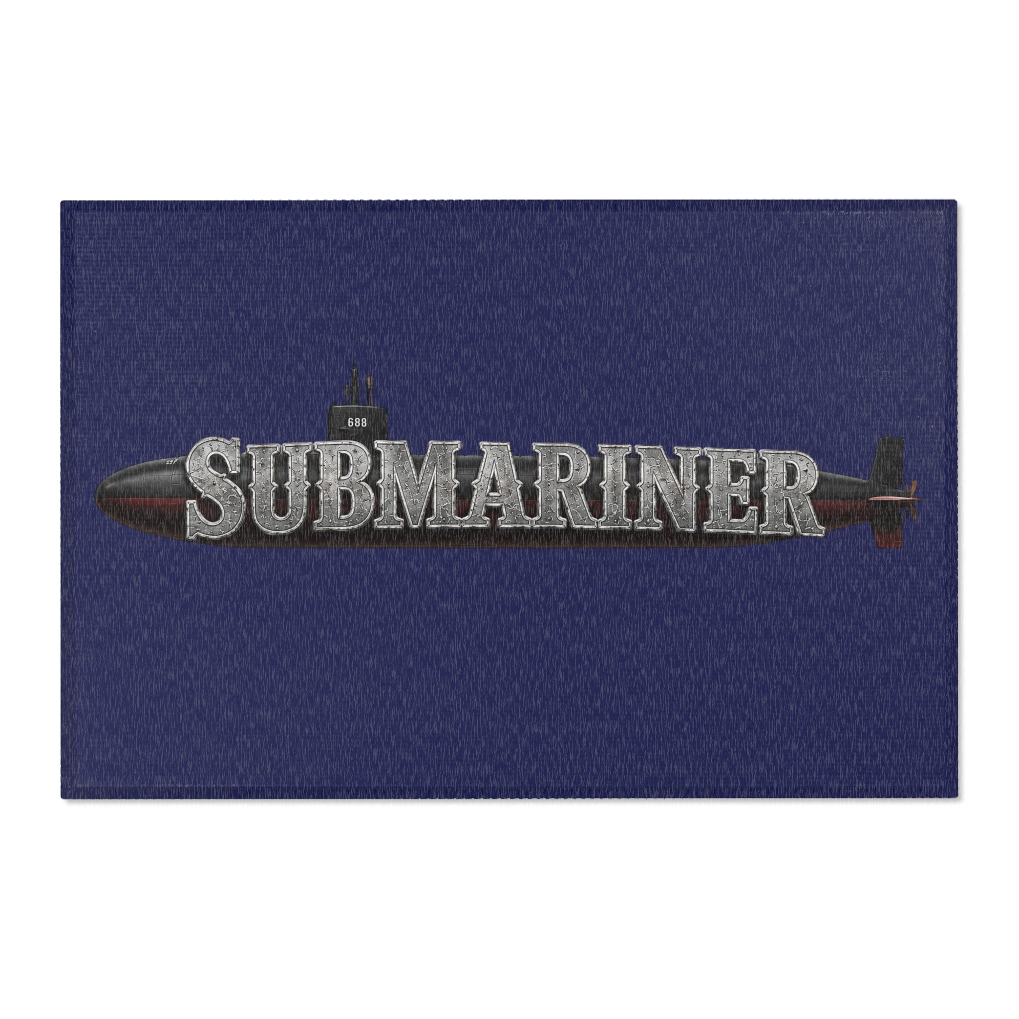 Submariner Navy Area Rug — Vintage Submarine Graphic area rug