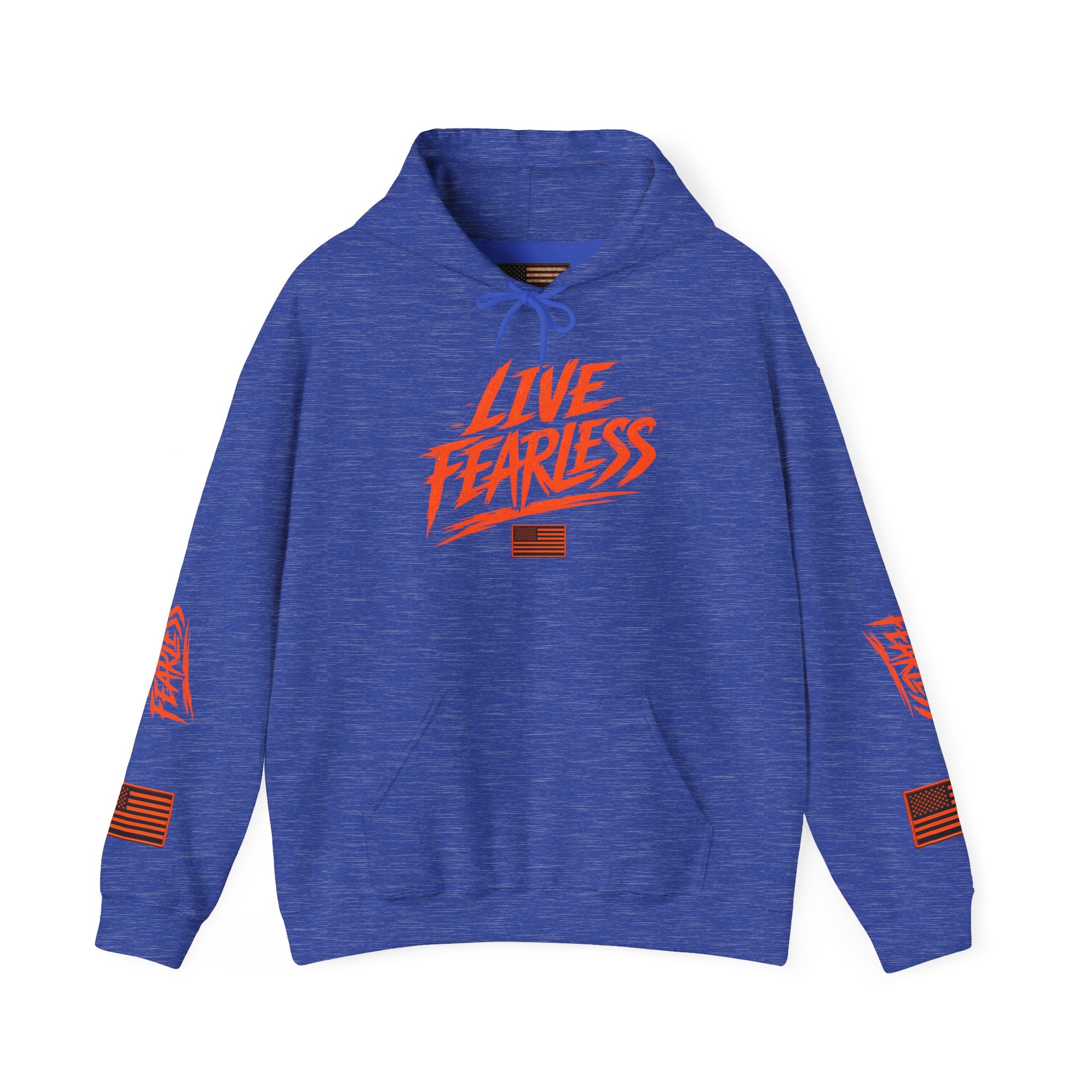 Live Fearless Hoodie (Orange)| Premium Heavy Weight-Military-Inspired Patriotic Hoodie - Heather Sport Royal | Ironsight Syndicate