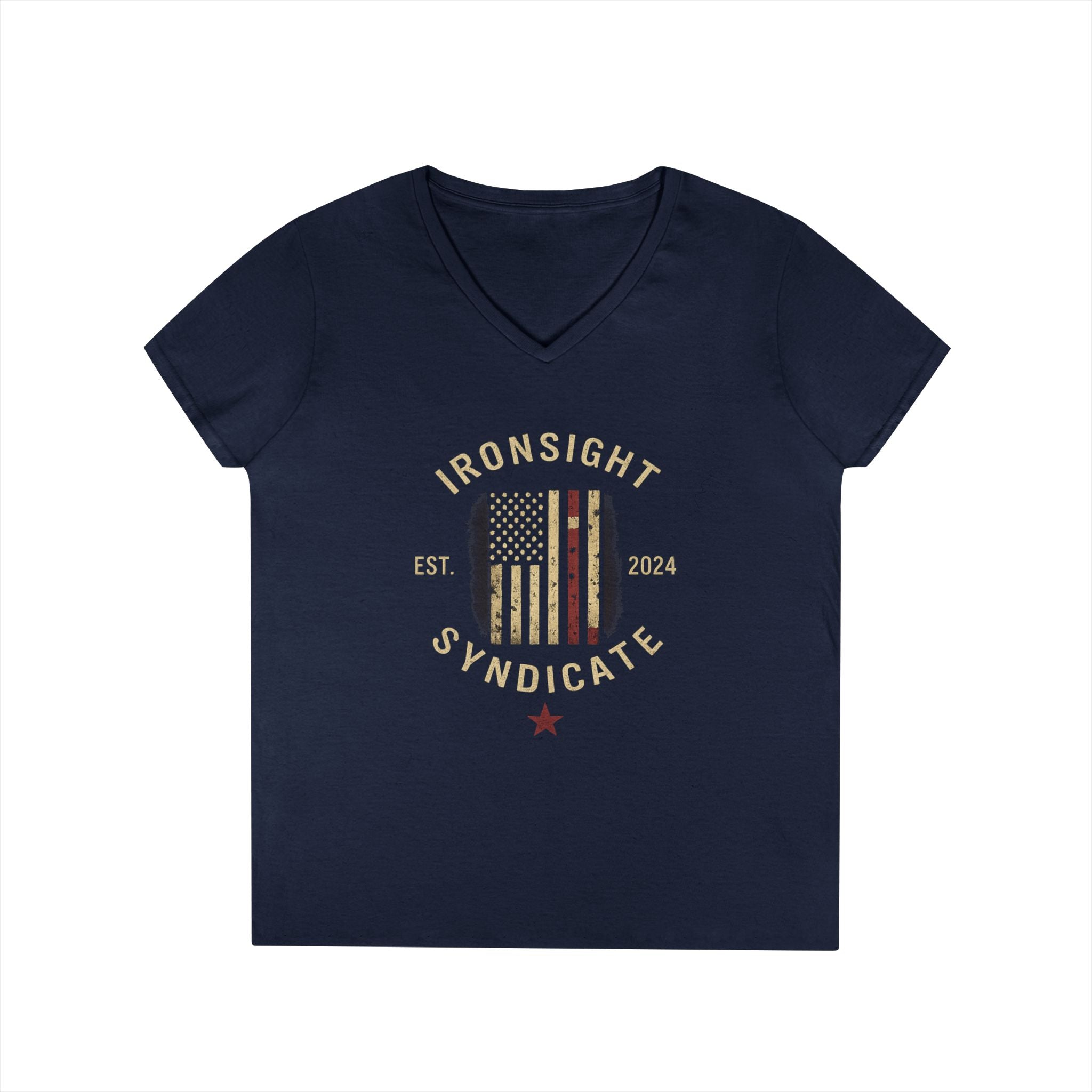 Homefront Strong Ladies' V-Neck T-Shirt — Patriotic Flag Graphic Tee