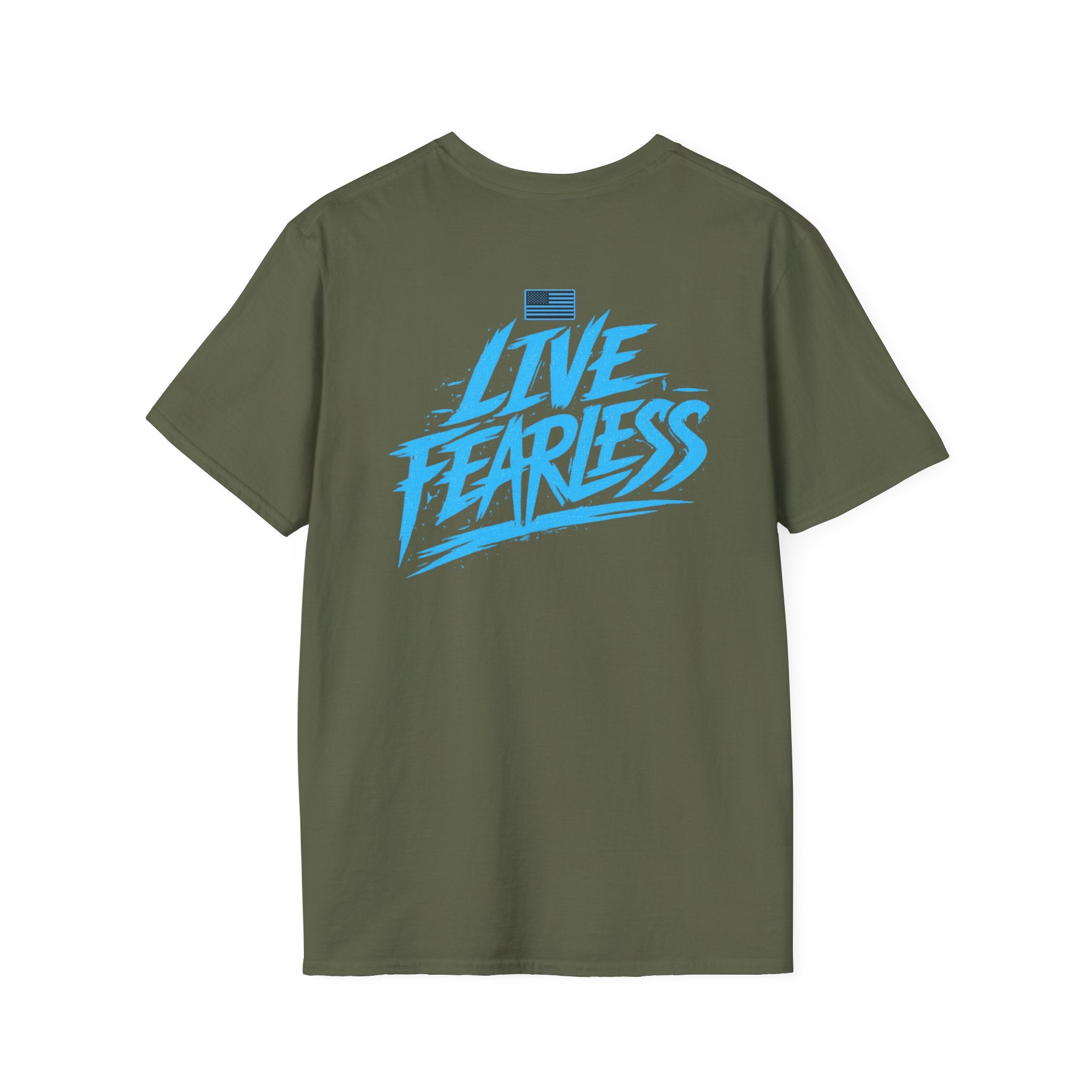 Live Fearless (Blue) Military-Inspired Graphic T-Shirt