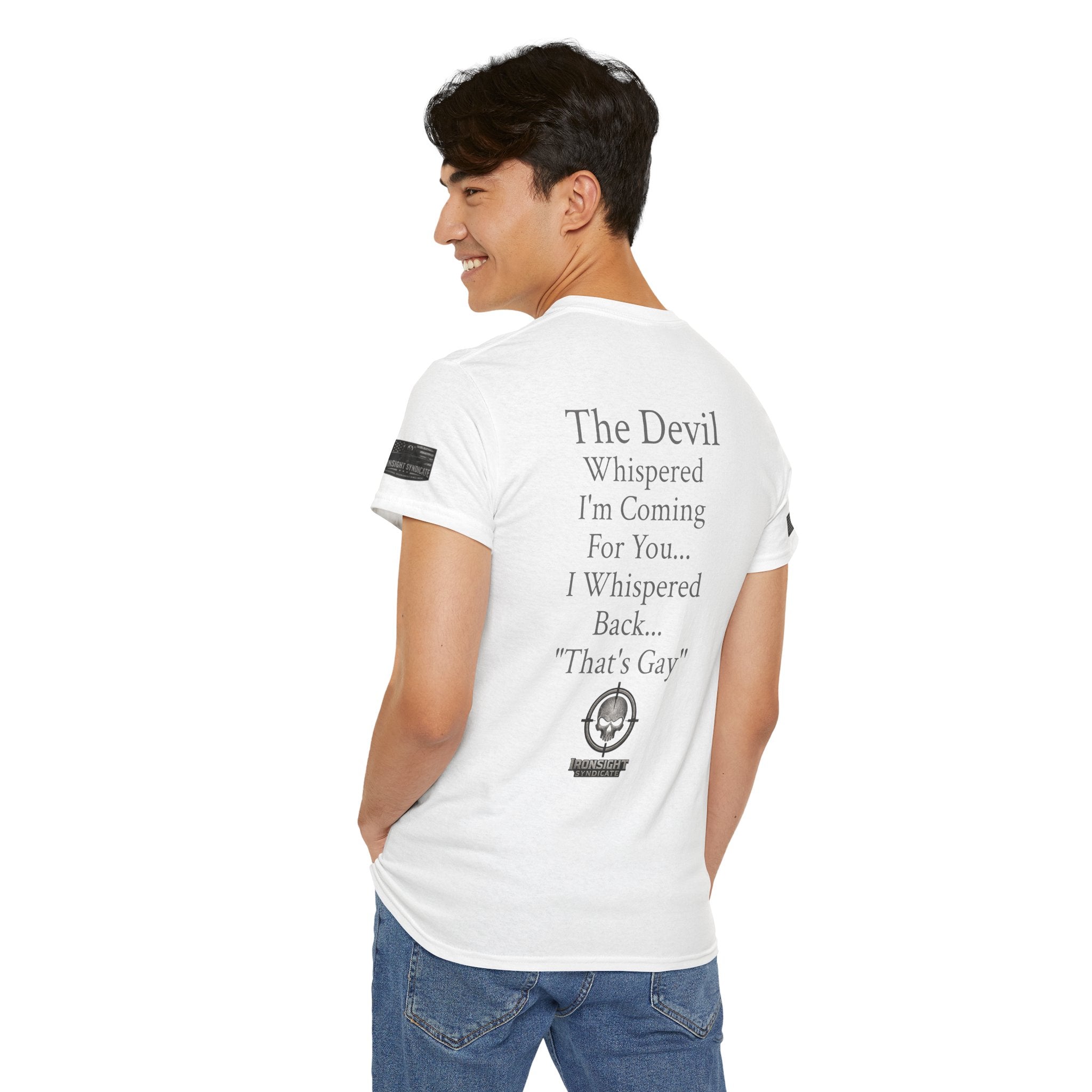The Devil Whispered T-Shirt — Tactical Skull Target Logo Tee