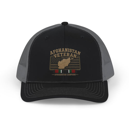 Afghanistan Campaign Veteran Trucker Cap - Black / Charcoal | Ironsight Syndicate