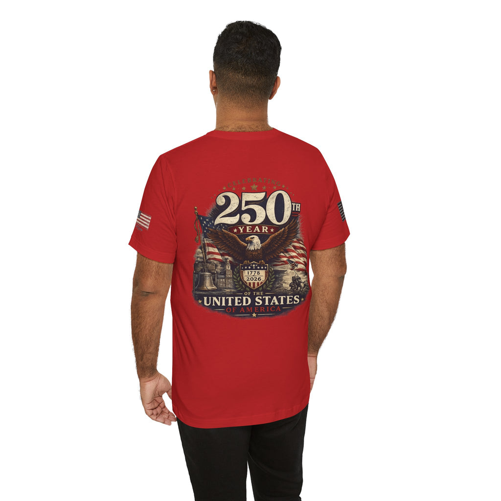 America 250th Anniversary T-Shirt | Patriotic Eagle & American Flag Shirt | 1776-2026 United States Tee front and back