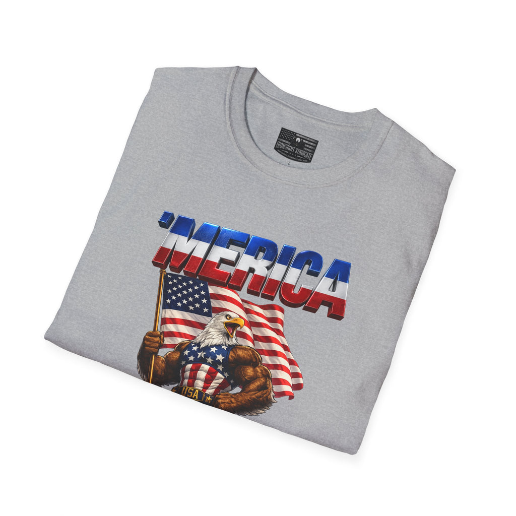 Merican Eagle T-Shirt | Patriotic Military Graphic Tee for Veterans & Patriots, Adult (13 and up), unisex