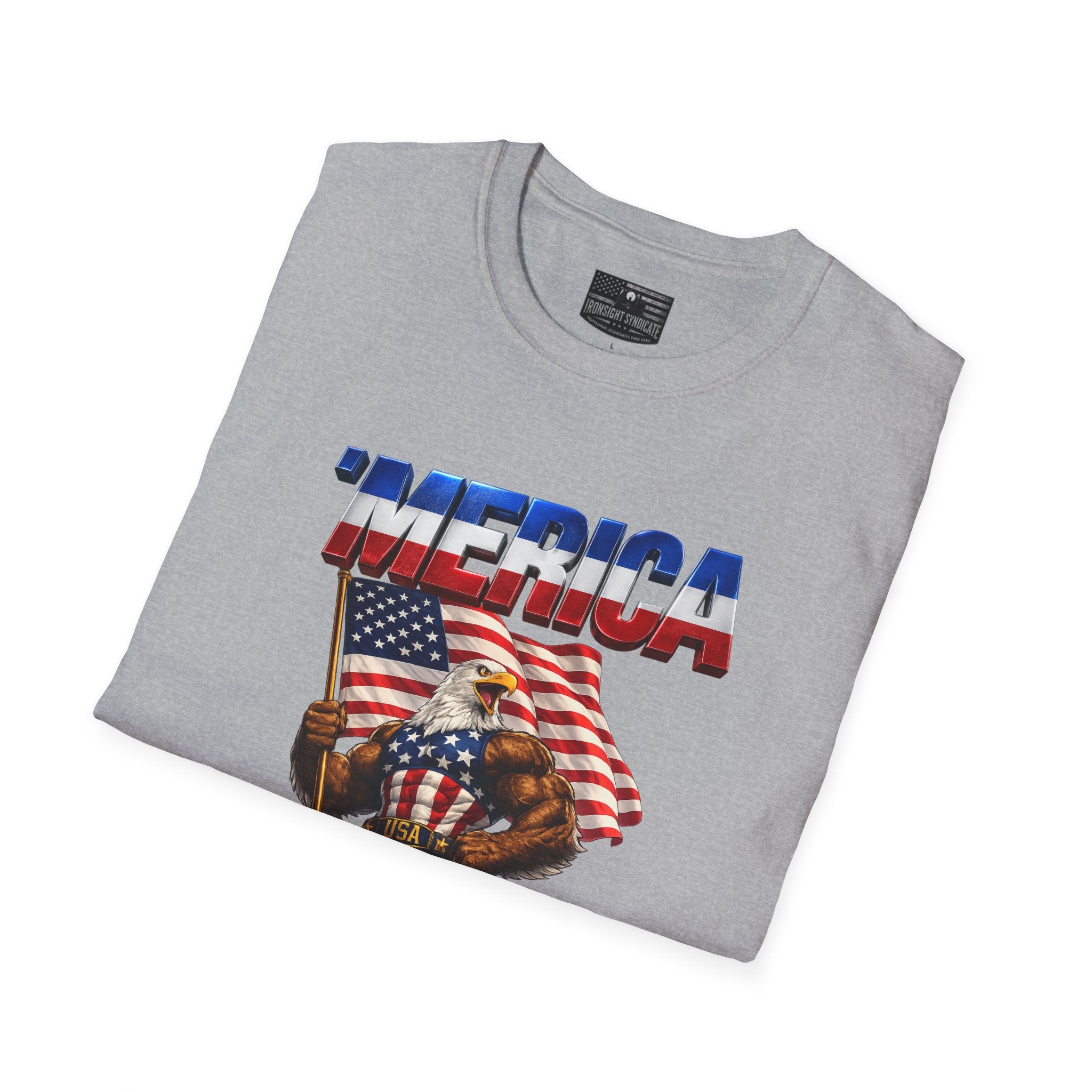 Merican Eagle T-Shirt | Patriotic Military Graphic Tee for Veterans & Patriots, Adult (13 and up), unisex