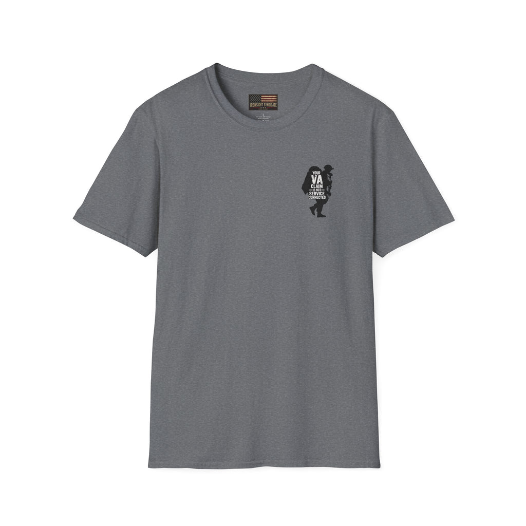 VA Tinnitus Claim is Not Service Connected T-Shirt - Graphite Heather | Ironsight Syndicate