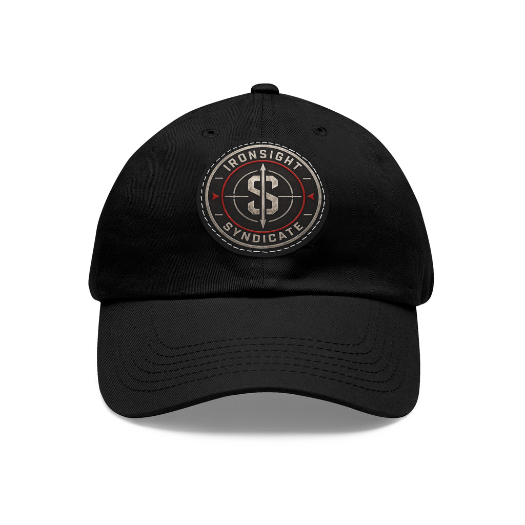 Embroidered Round Leather Patch Dad Hat – Ironsight Syndicate Logo