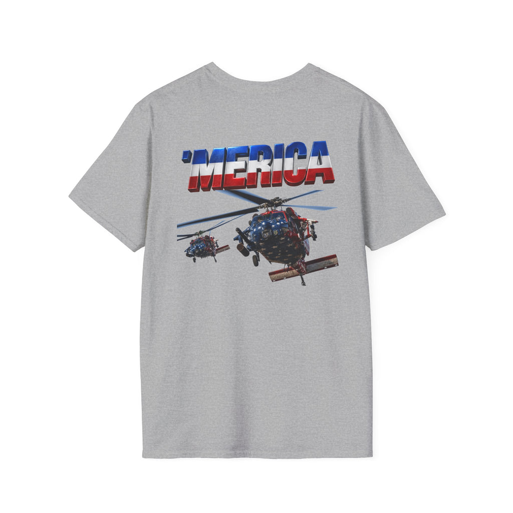 MH-60 Liberty Hawk! Patriotic Ironsight Syndicate T-Shirt | Patriotic Military Graphic Tee for Veterans & Patriots, Adult (13 and up), unisex