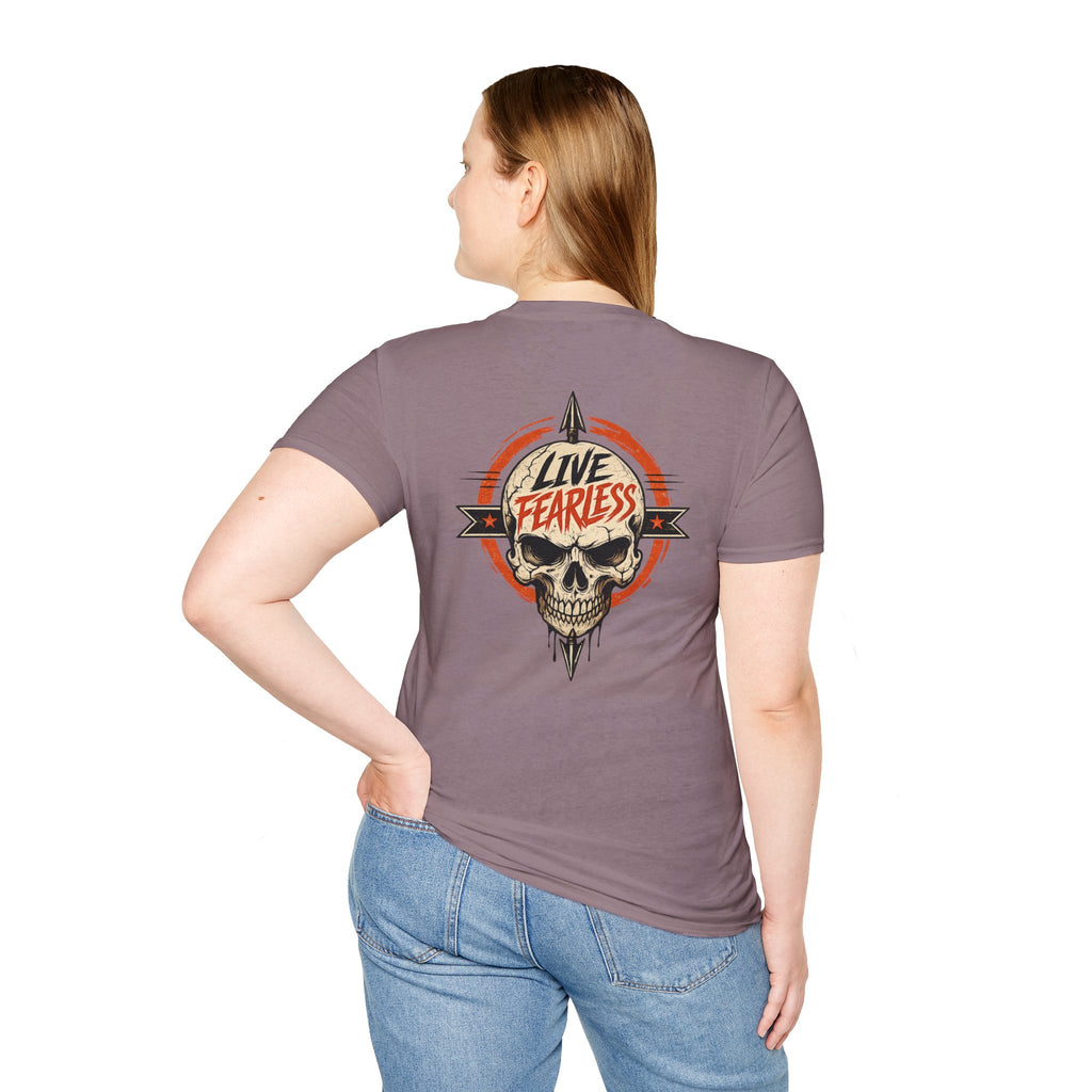 Live Fearless Skull Military T-Shirt (Front and Back) | Ironsight Syndicate