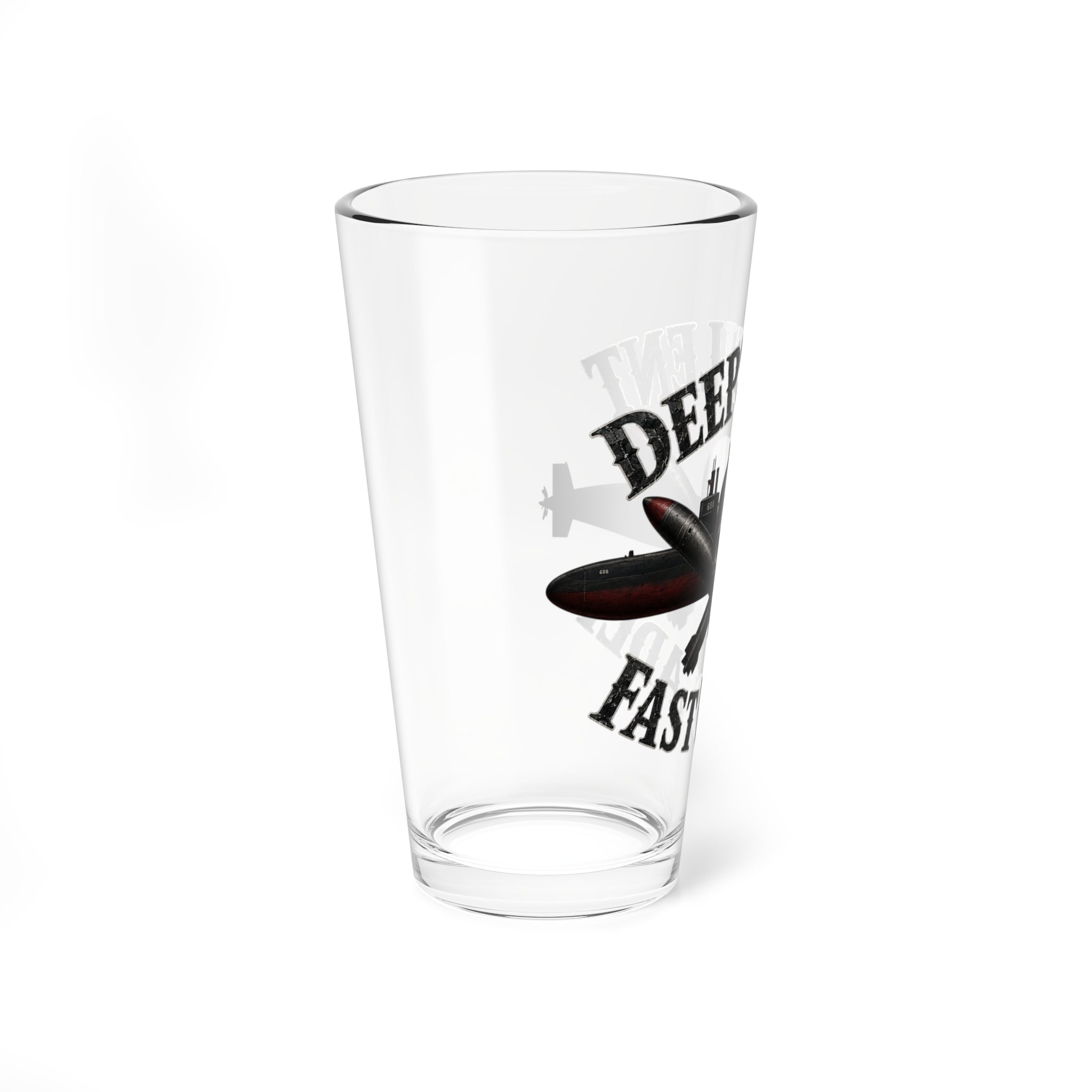 Mixing Glass - "Deep Silent, Fast Deadly" Skull & Submarine Pint Glass (16 oz)