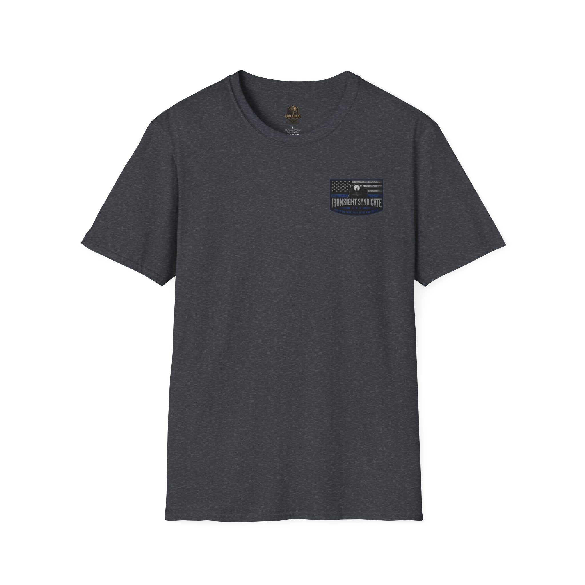 Thin Blue Line- In honor of our Brothers and Sisters in Blue T-Shirt | Patriotic Military Graphic Tee for Veterans & Patriots, Adult (13 and up), unisex