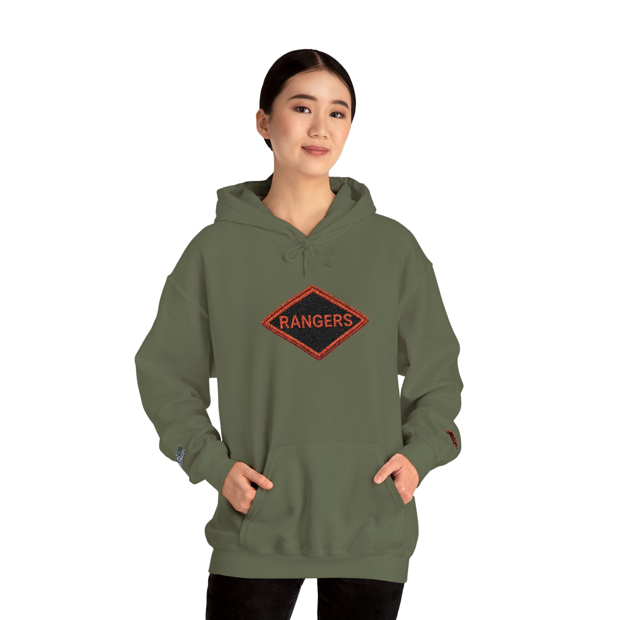 Vintage Army Ranger Embroidered Hooded Sweatshirt