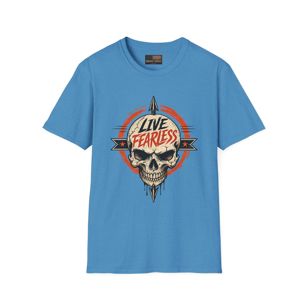 Live Fearless Skull Military T-Shirt (Front and Back) | Ironsight Syndicate