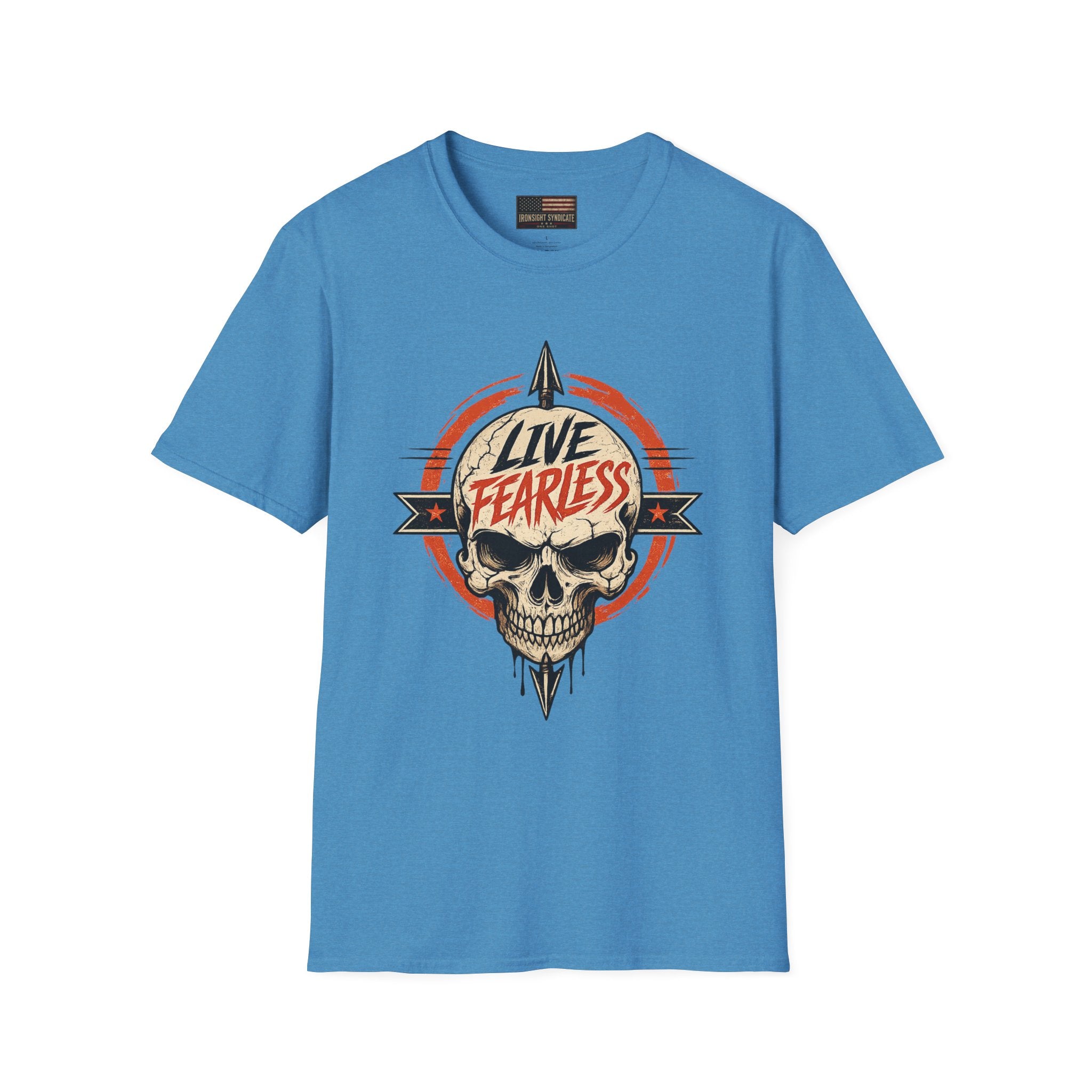 Live Fearless Skull Military T-Shirt (Front and Back) | Ironsight Syndicate
