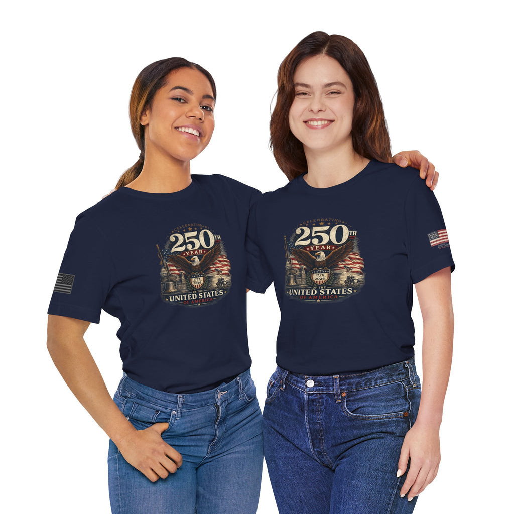 America 250th Anniversary T-Shirt | Patriotic Eagle & American Flag Shirt | 1776-2026 United States Tee front and back