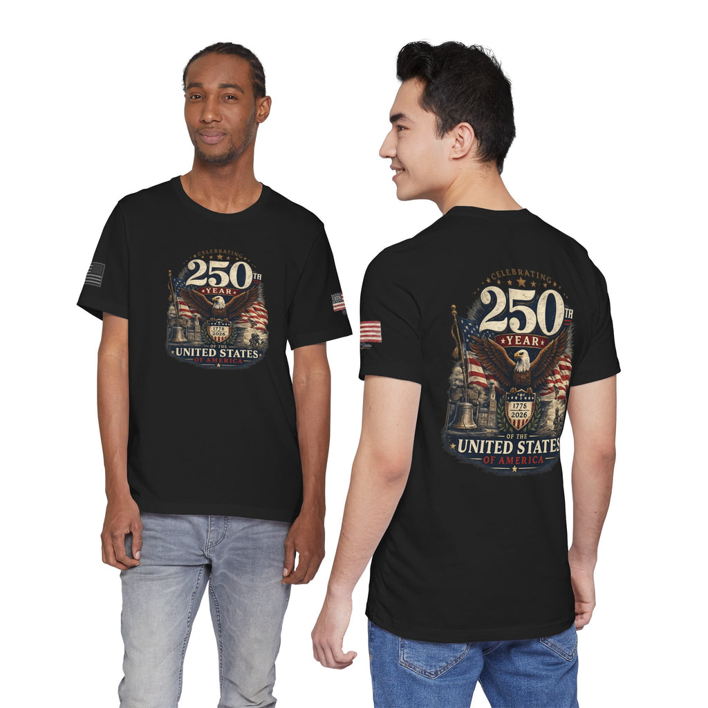 America 250th Anniversary T-Shirt | Patriotic Eagle & American Flag Shirt | 1776-2026 United States Tee front and back