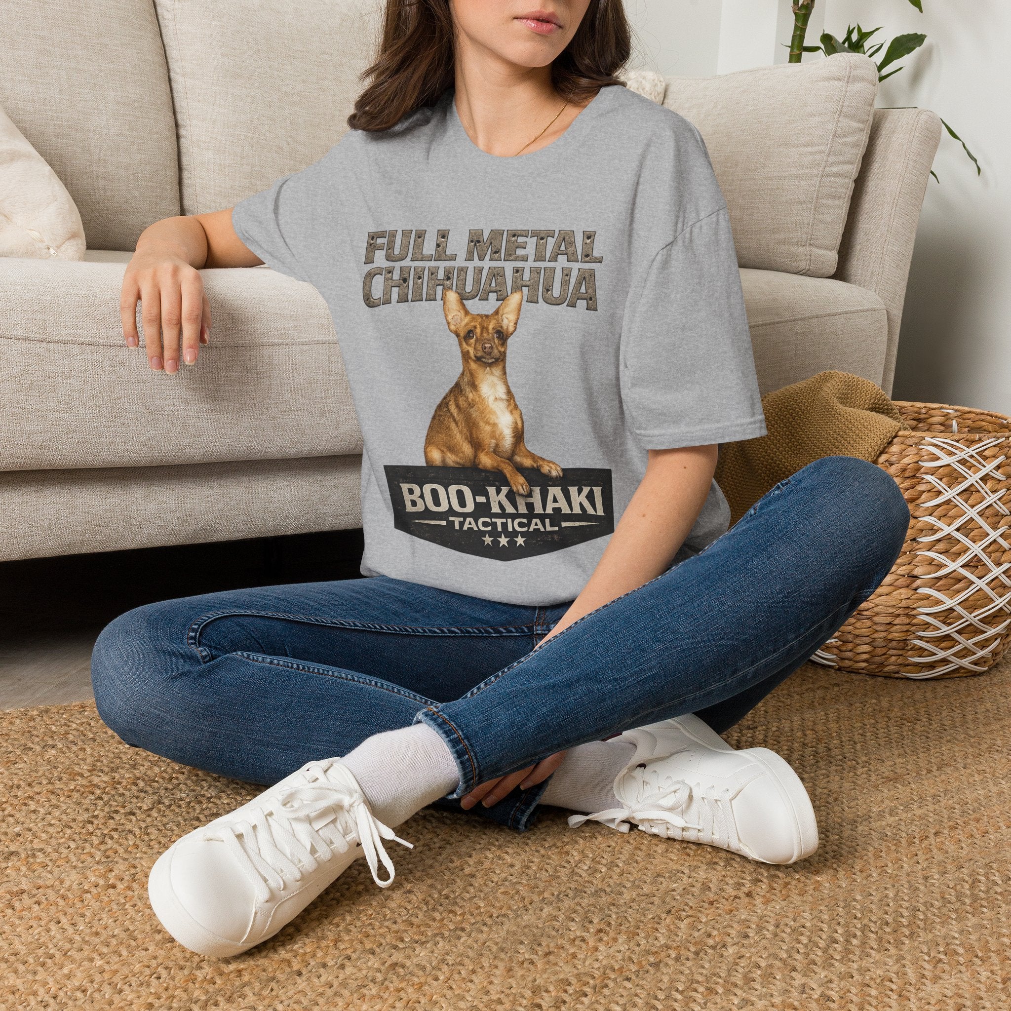 Full Metal Chihuahua T-Shirt – Boo-Khaki Tactical Graphic Tee