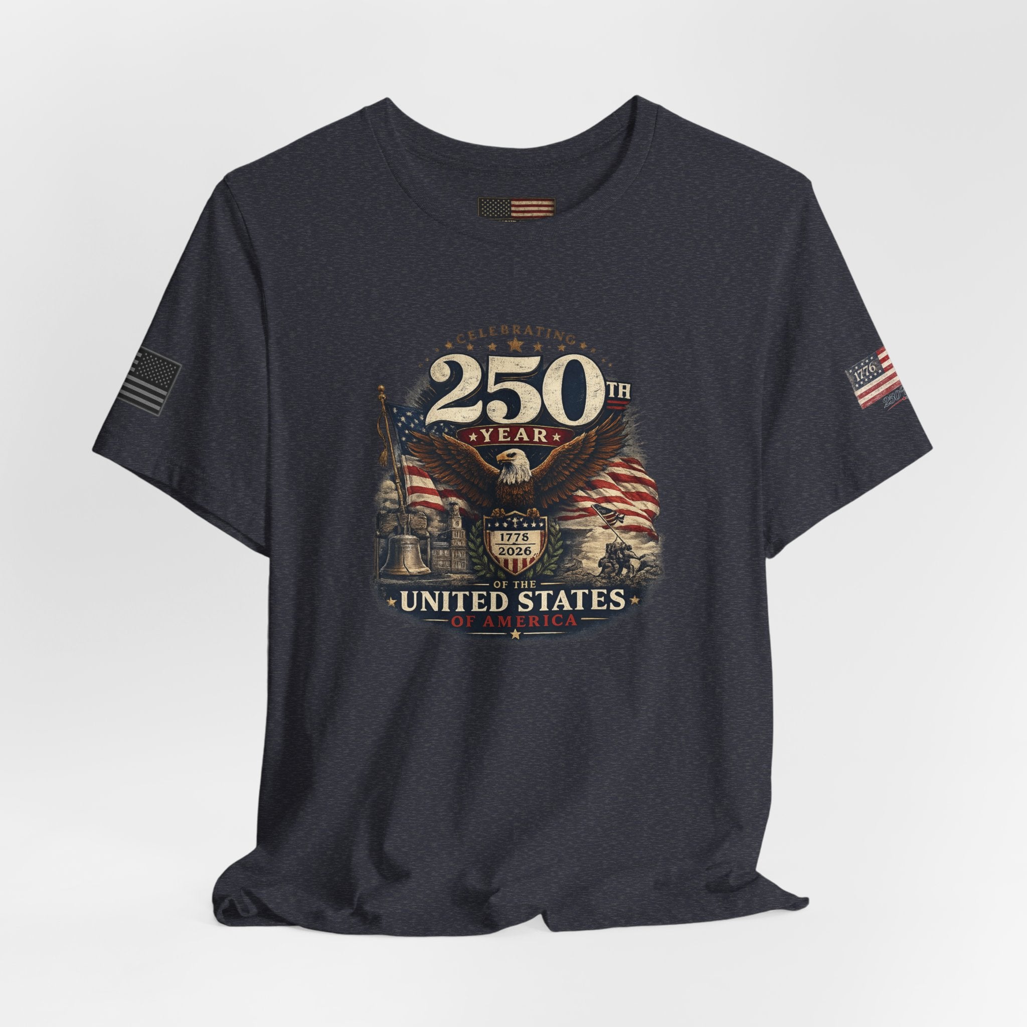 America 250th Anniversary T-Shirt | Patriotic Eagle & American Flag Shirt | 1776-2026 United States Tee front and back