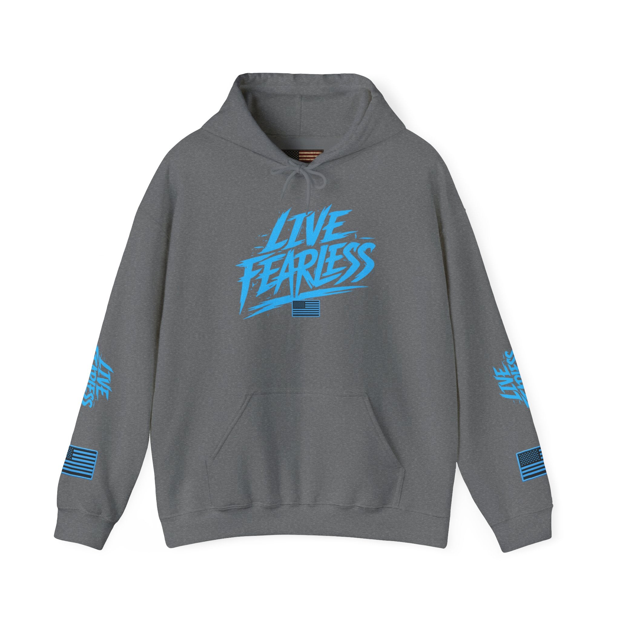 Live Fearless Hoodie | Premium Heavy Weight-Military-Inspired Patriotic Hoodie - Graphite Heather | Ironsight Syndicate