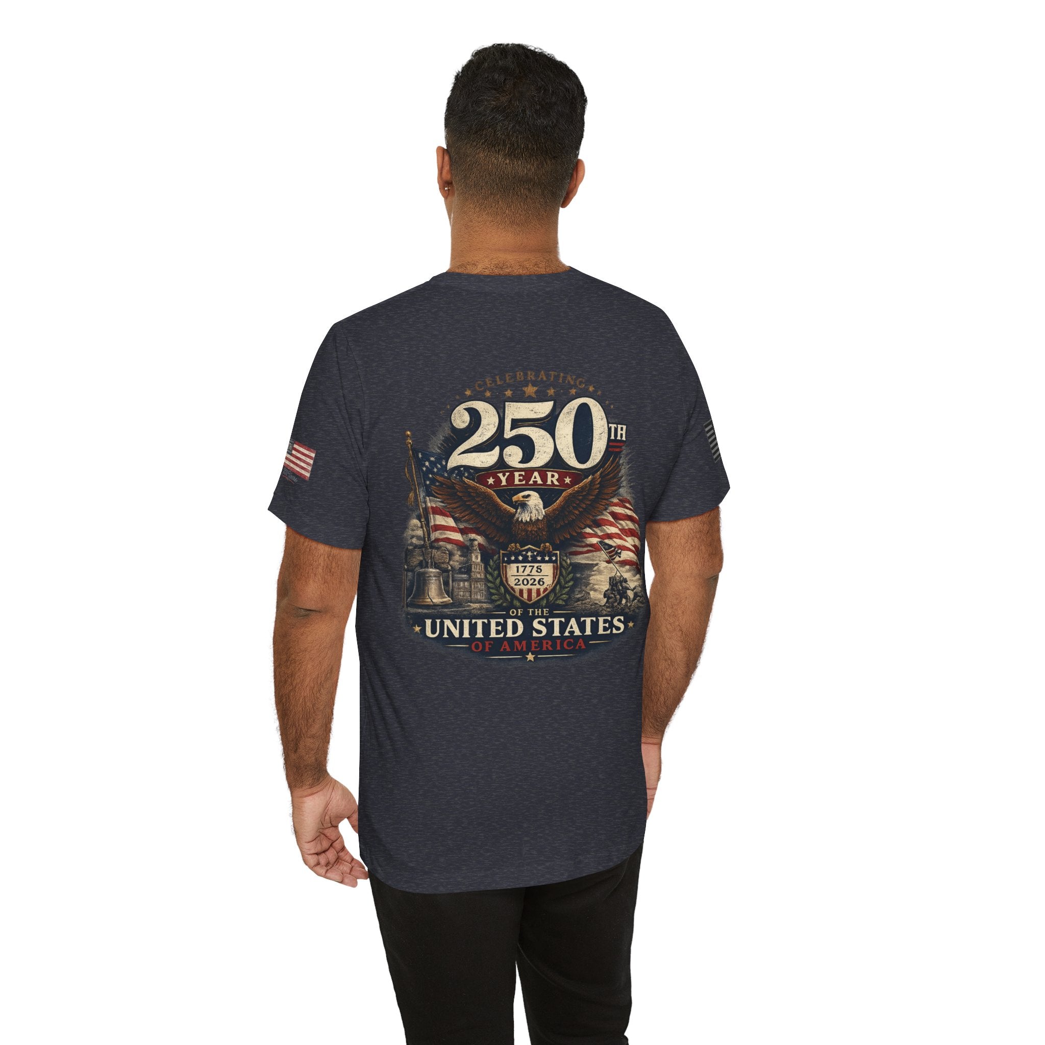 America 250th Anniversary T-Shirt | Patriotic Eagle & American Flag Shirt | 1776-2026 United States Tee front and back