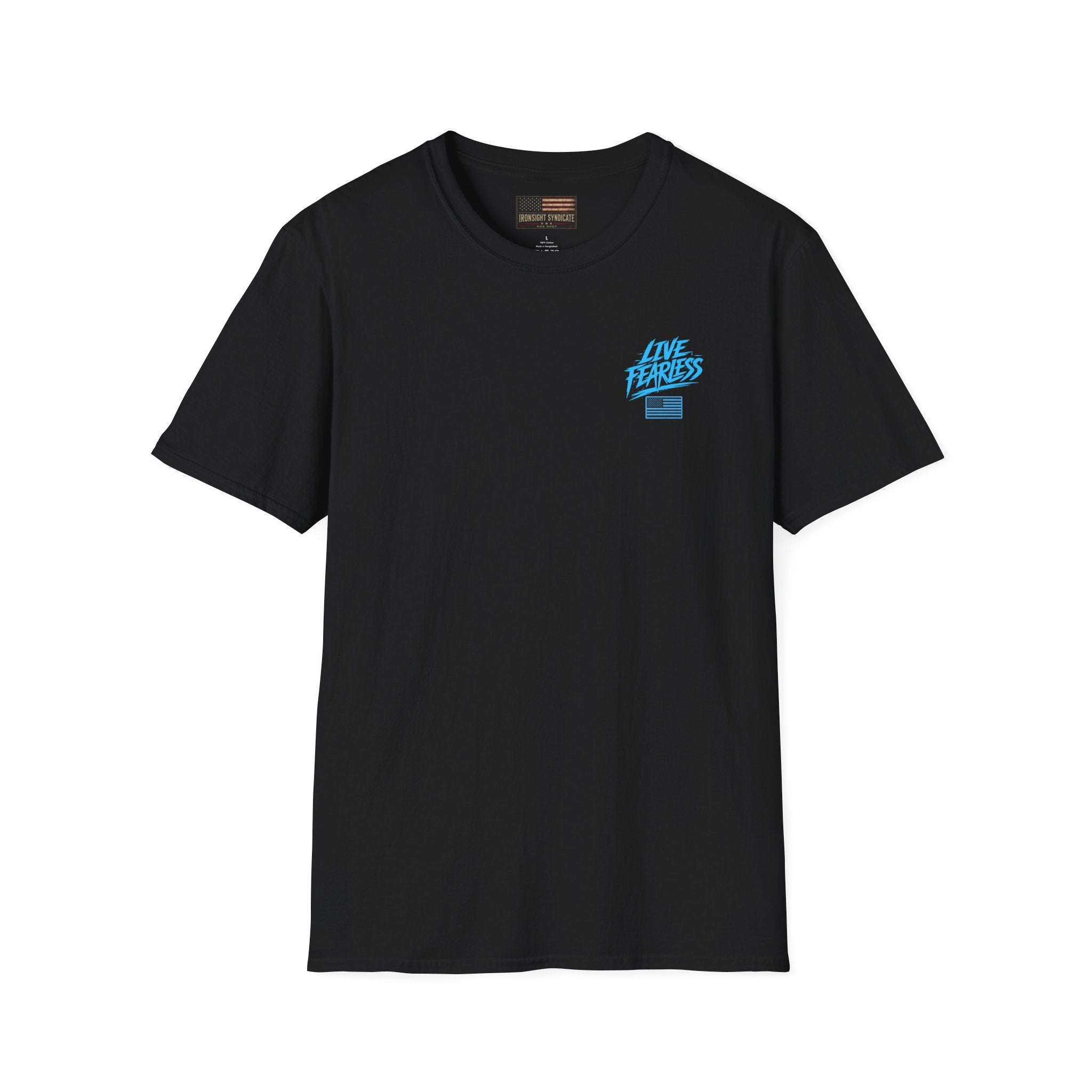 Live Fearless (Blue) Military-Inspired Graphic T-Shirt - Black / XS | Ironsight Syndicate