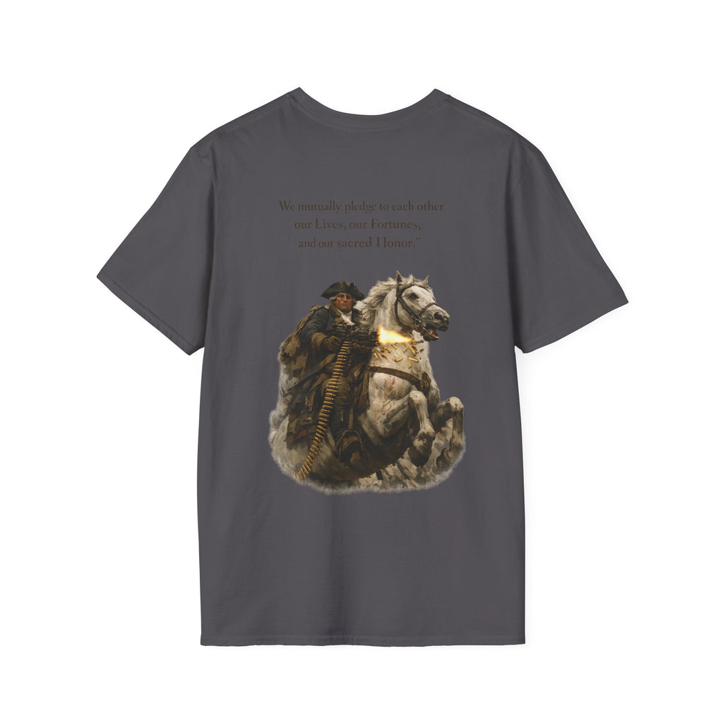Machine Gun George Washington T-Shirt | Patriotic Military Graphic Tee for Veterans & Patriots, Adult (13 and up), unisex