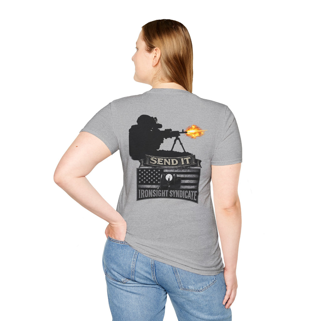 Send it 240B Gunner T-Shirt | Patriotic Military Graphic Tee for Veterans & Patriots, Adult (13 and up), unisex