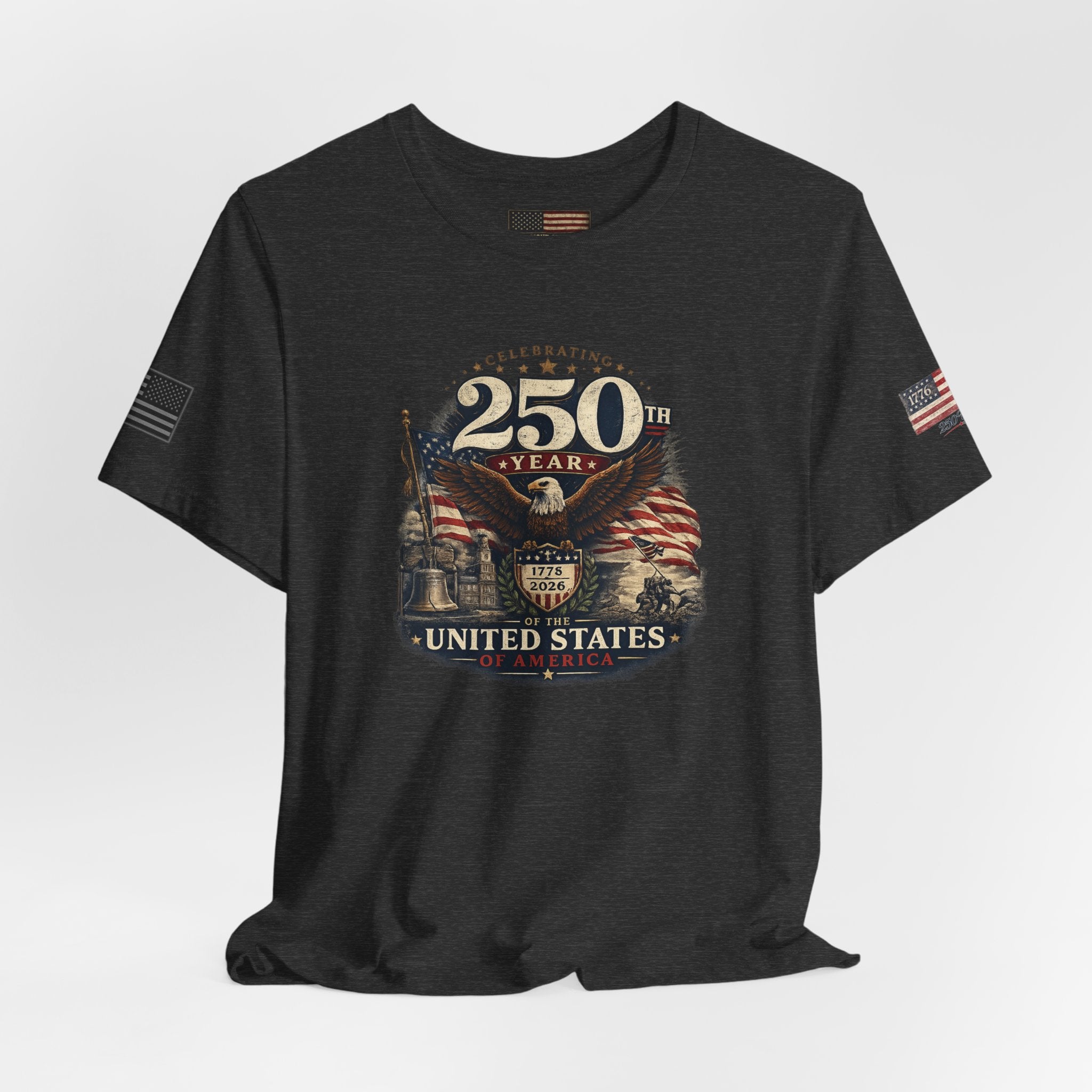 America 250th Anniversary T-Shirt | Patriotic Eagle & American Flag Shirt | 1776-2026 United States Tee front and back
