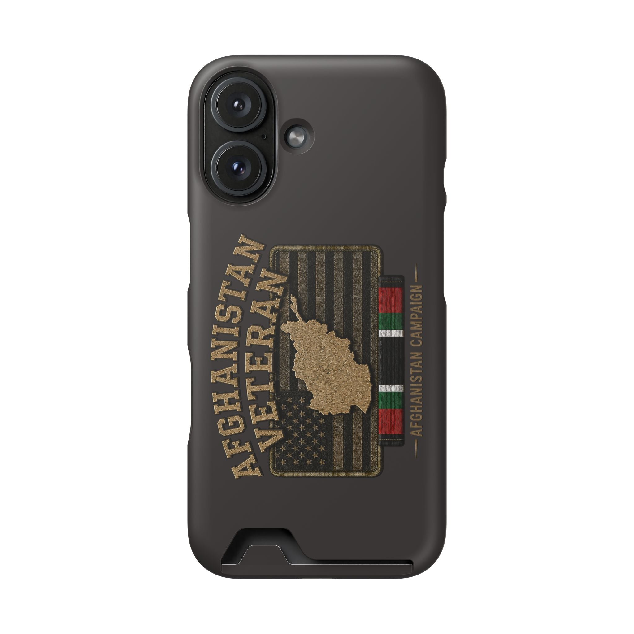 Afghanistan Veteran Phone Case with Card Holder — Military Tribute Wallet Case - iPhone 16 (Matte) | Ironsight Syndicate