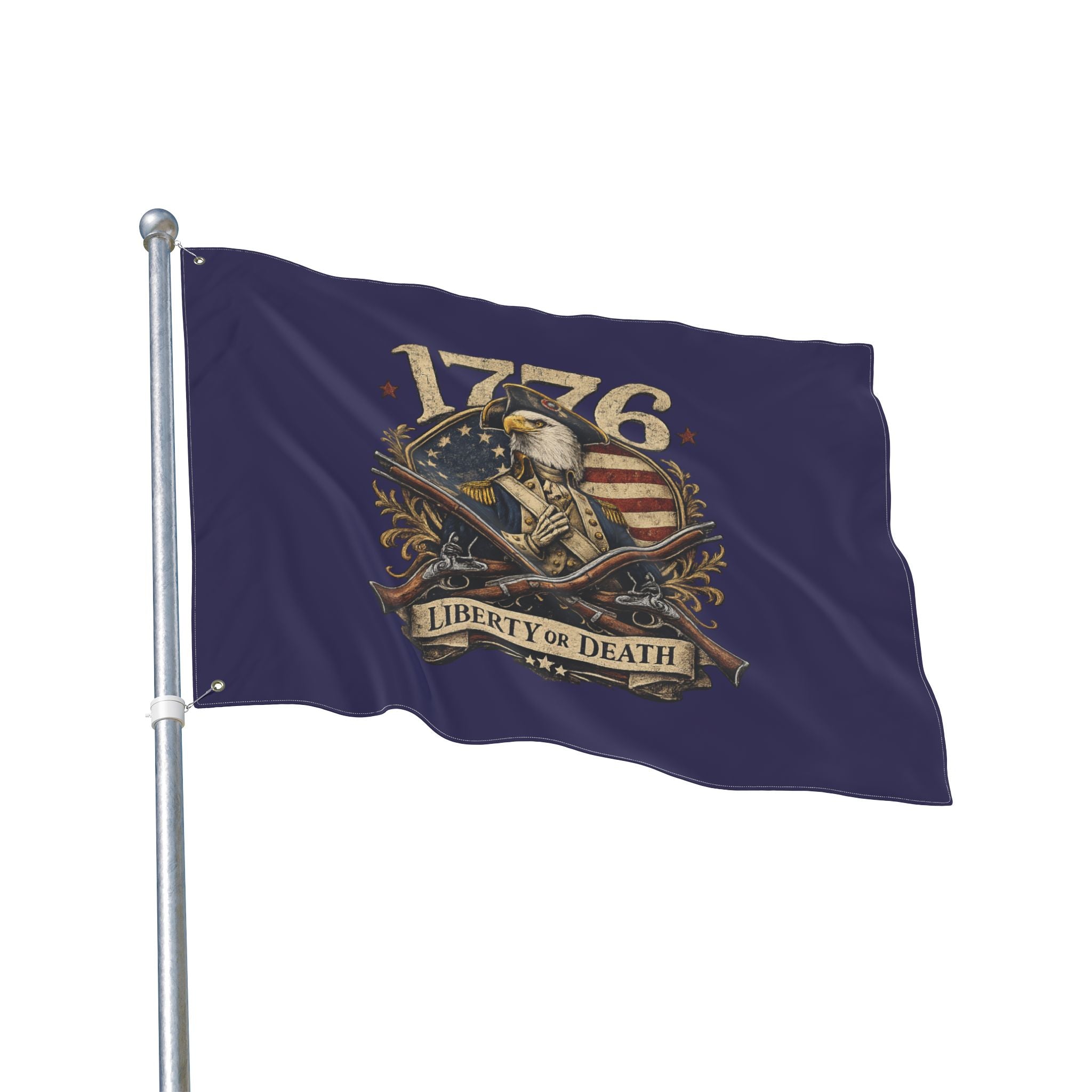 1776 Liberty or Death Bald Eagle American Flag | Patriotic Revolutionary War Banner for Veterans & Patriots