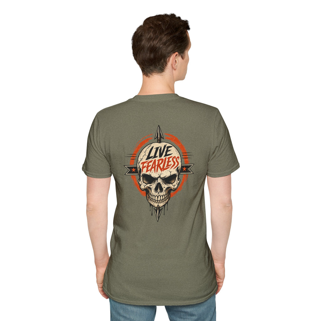 Live Fearless Skull Military T-Shirt (Front and Back) | Ironsight Syndicate