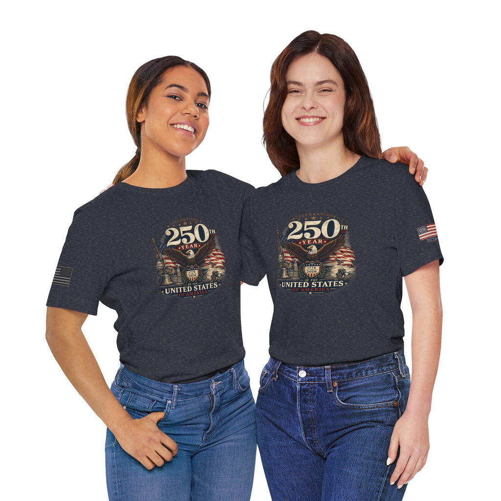 America 250th Anniversary T-Shirt | Patriotic Eagle & American Flag Shirt | 1776-2026 United States Tee front and back