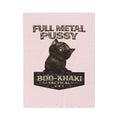 Velveteen Blanket – “Full Metal Pussy” (Cat) Boo-Khaki Tactical Dog Throw
