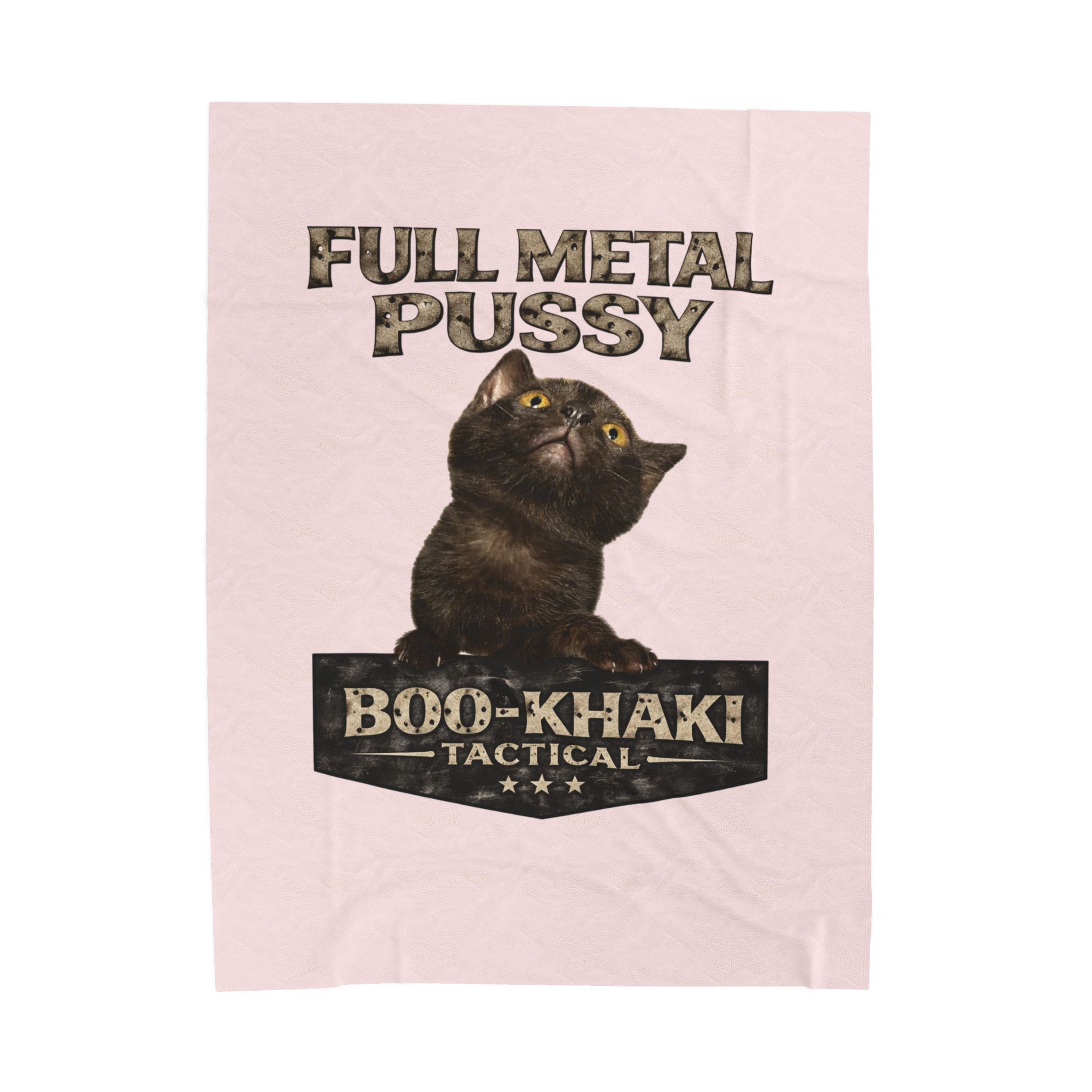 Velveteen Blanket Full Metal Pussy (Cat) Boo-Khaki Tactical Dog Throw - 60 80 / Multicolor | Ironsight Syndicate