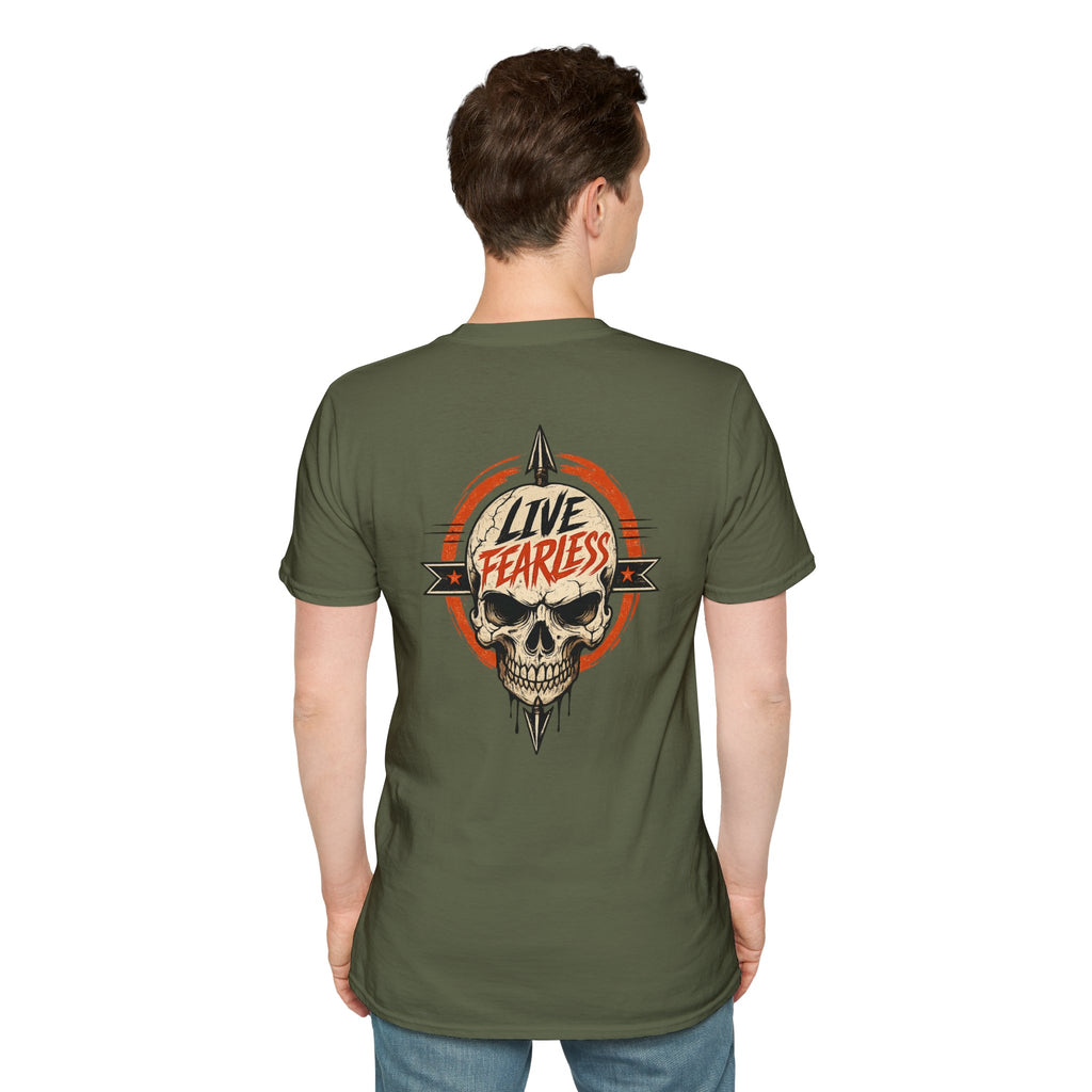 Live Fearless Skull Military T-Shirt (Front and Back) | Ironsight Syndicate