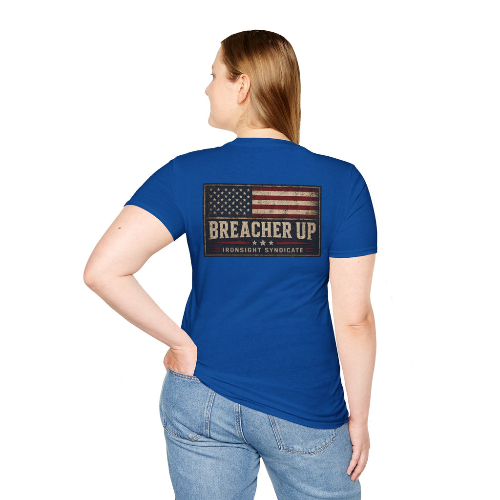 Breacher Up Red While and  Blue T-Shirt, Adult (13 and up), unisex | Patriotic Military Graphic Tee for Veterans & Patriots, Adult (13 and up), unisex