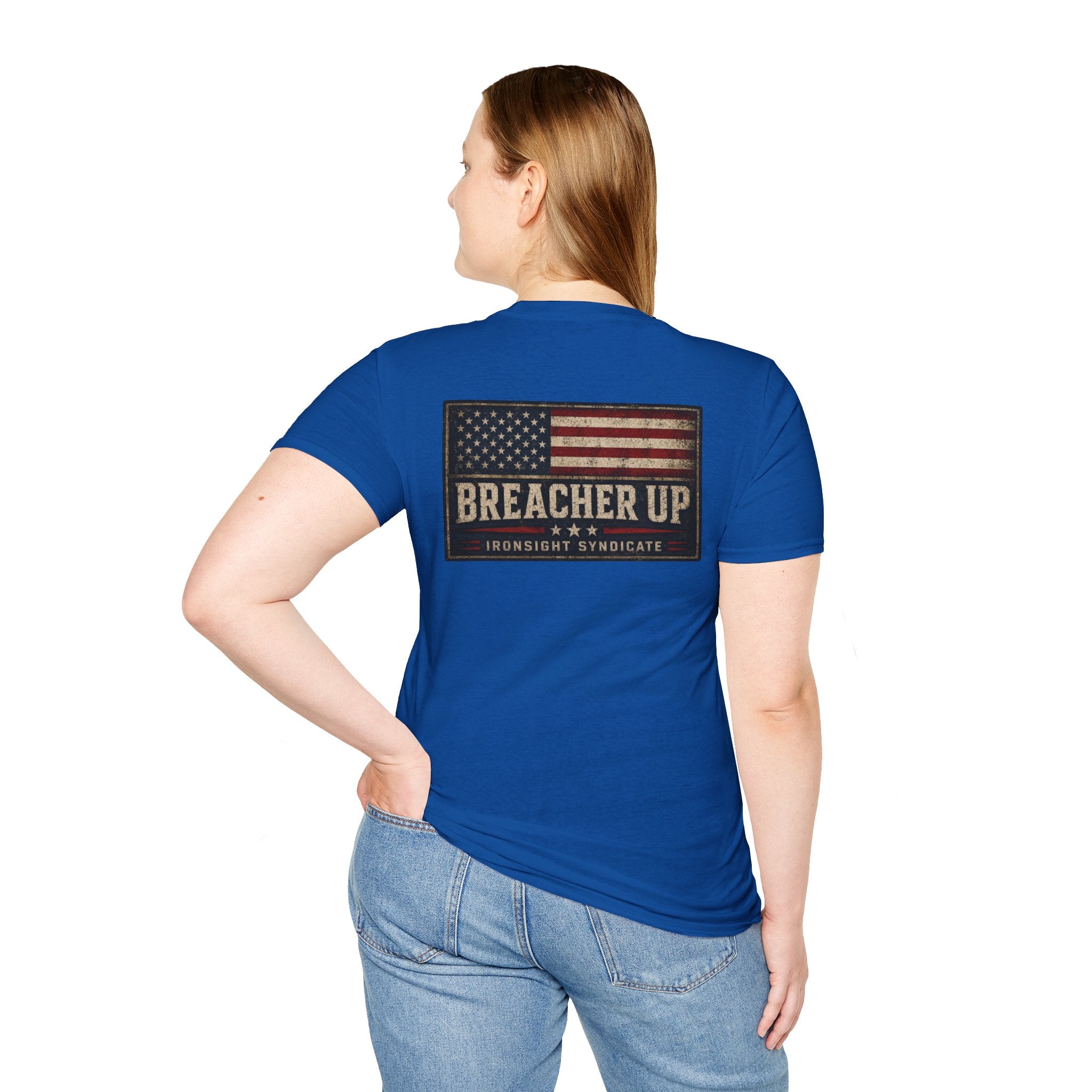 Breacher Up Red While and  Blue T-Shirt, Adult (13 and up), unisex | Patriotic Military Graphic Tee for Veterans & Patriots, Adult (13 and up), unisex