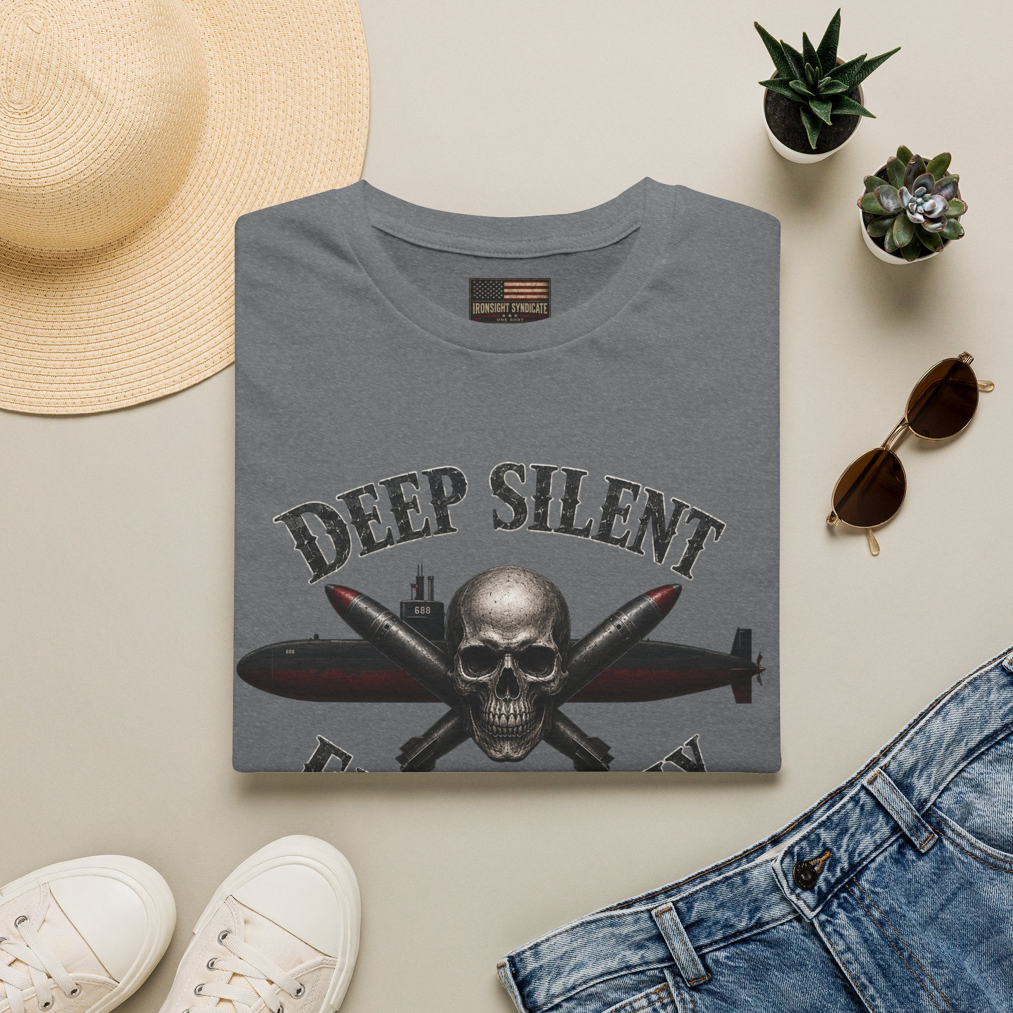Deep, Silent, Fast Deadly US Navy Submariner Graphic Front T-Shirt