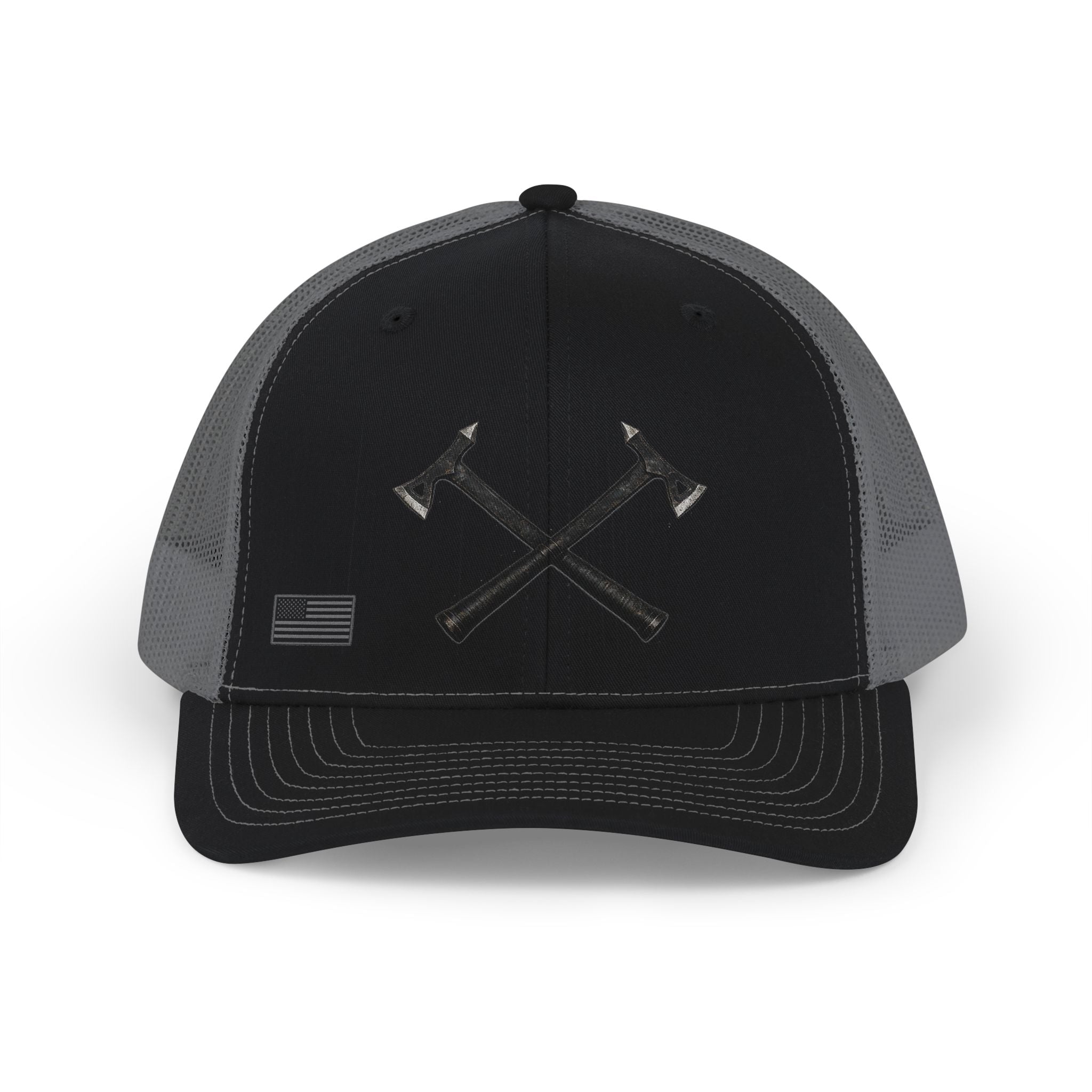 Crossed Hatchets Trucker Cap - Black / Charcoal | Ironsight Syndicate